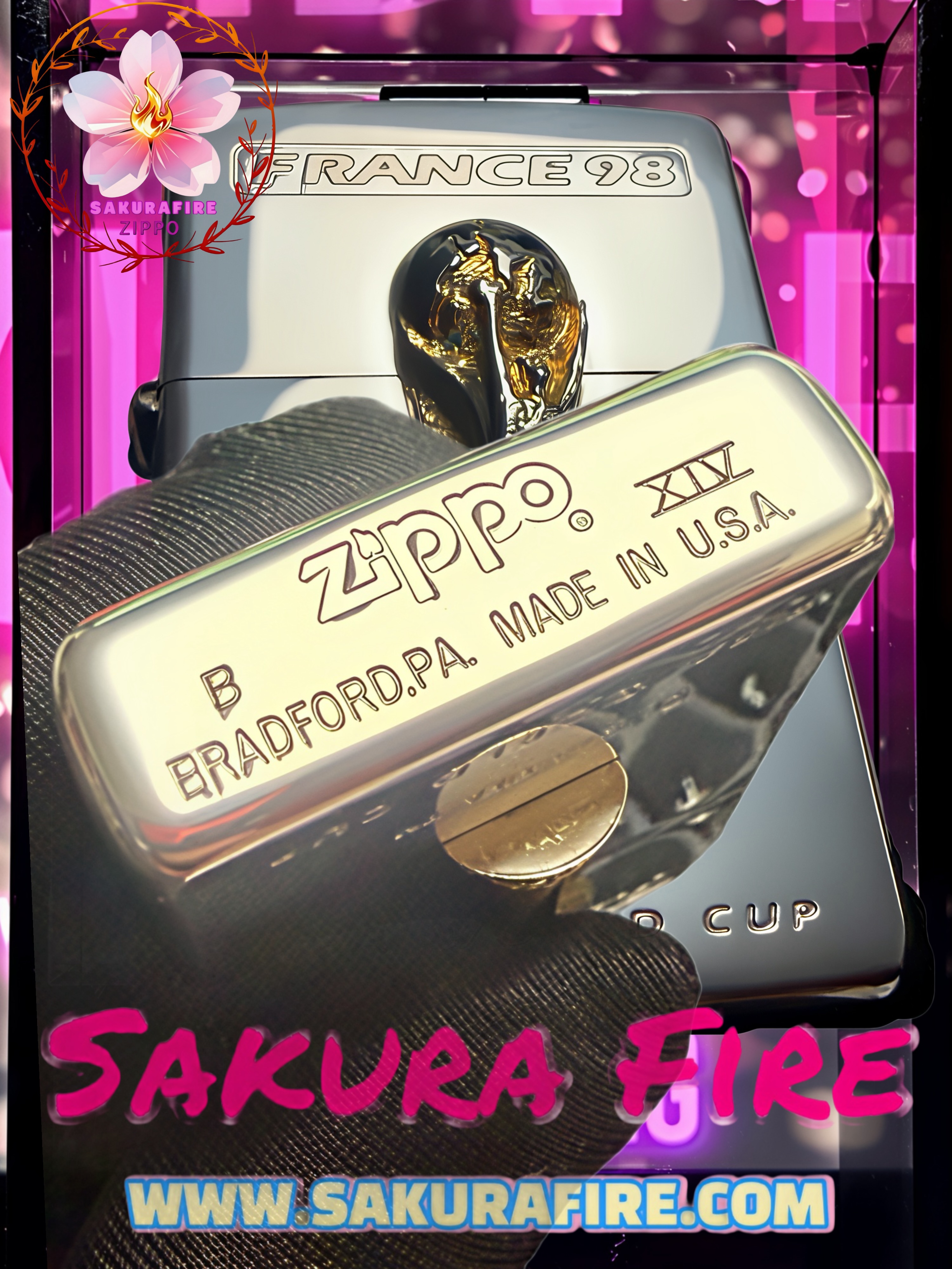 🔥ZIPPO🔥 1998年 日版 《法國巴黎 世界杯 1998》FIFA 1998Th世界杯16年 限量紀念收藏版 絕版 金杯勳章型 鍍銀古董打火機
