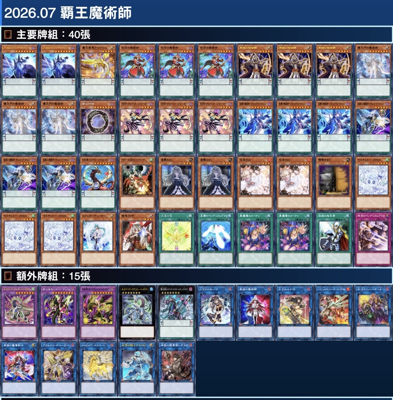 [2026.07環境] 霸王魔術師 牌組