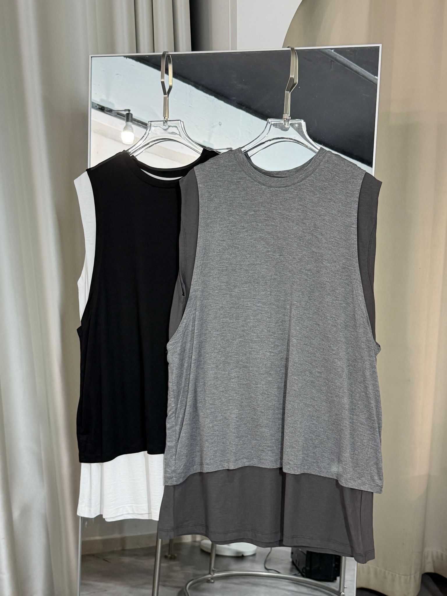 韓風撞色寬鬆背心set