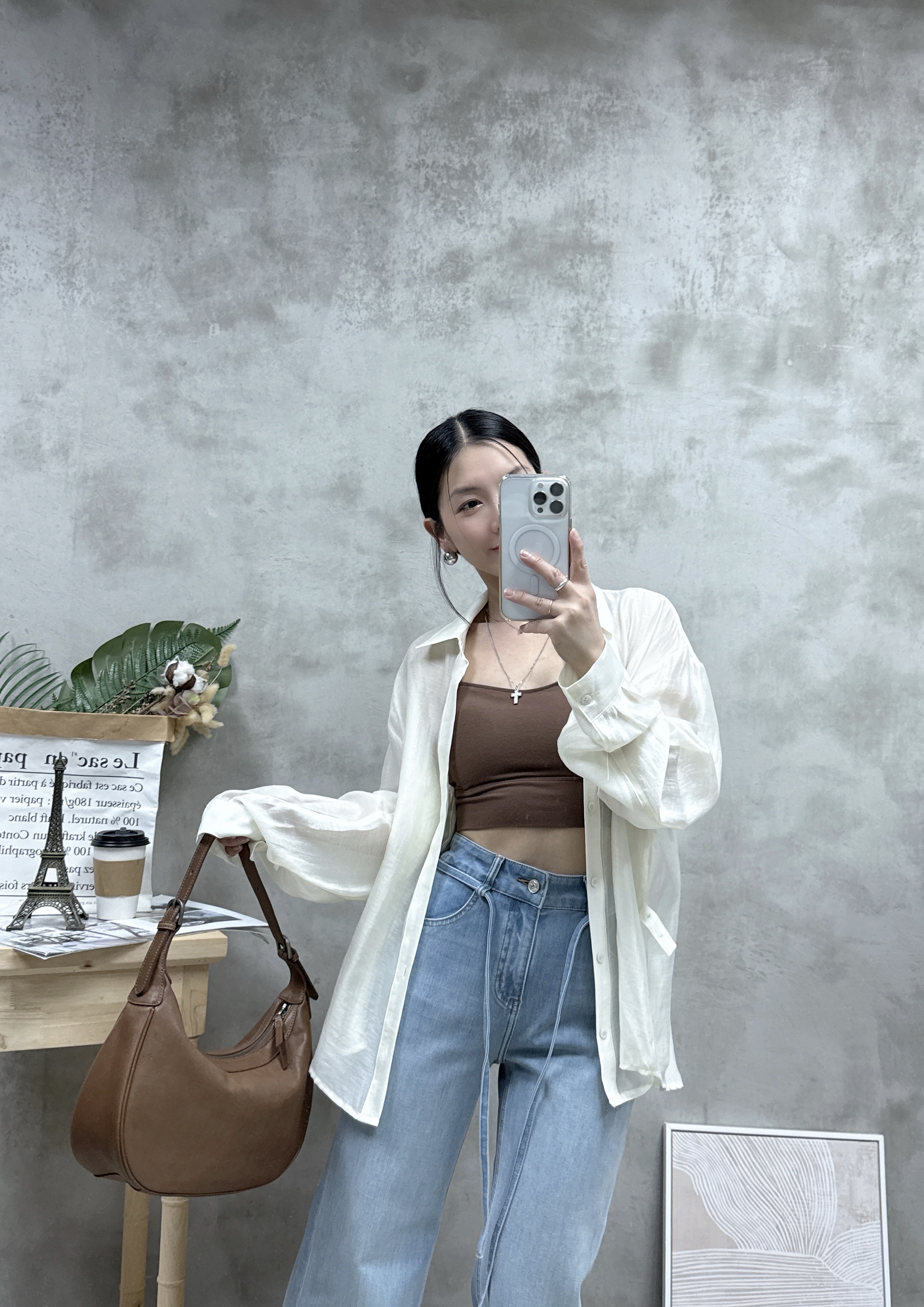 絲質側扣防曬恤衫