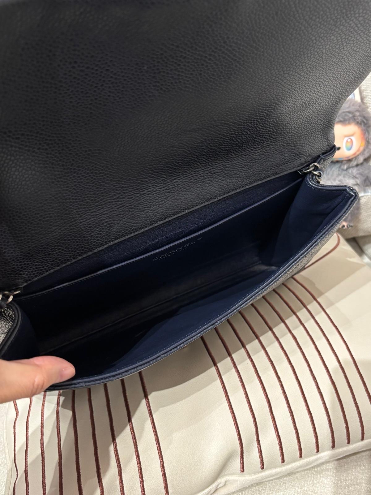 Chanel flap bag navy 荔枝牛皮 W27.5x18cm 100%Authentic ,95%new  ✅21 card✅dust bag✅盒 