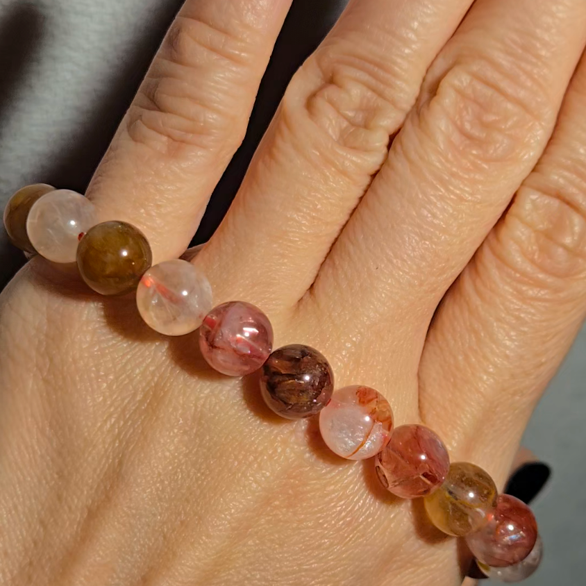 Fire quartz 9.3mm bead bracelet - JW121