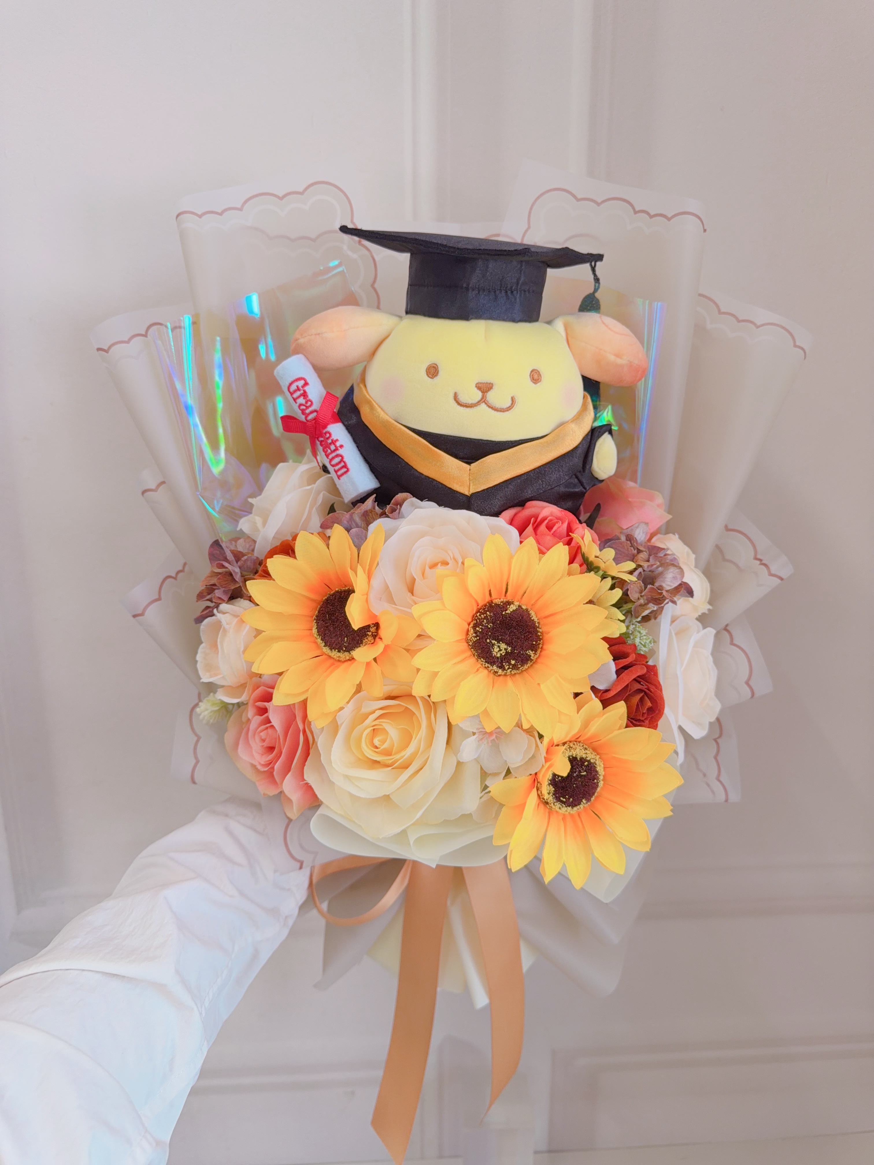 (現貨)布甸狗畢業公仔花