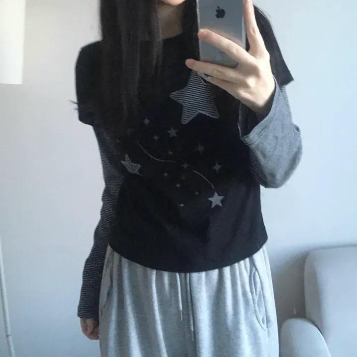 Star Graphic Layered Long Sleeve Tee