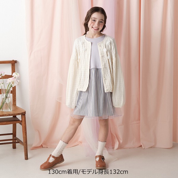 🆕【⭐訂購⭐】 🇯🇵日本直送🌀立體小花 珍珠鈕扣 燈籠袖 多層薄紗 外套［2款選］🌀[ELBA-0055]