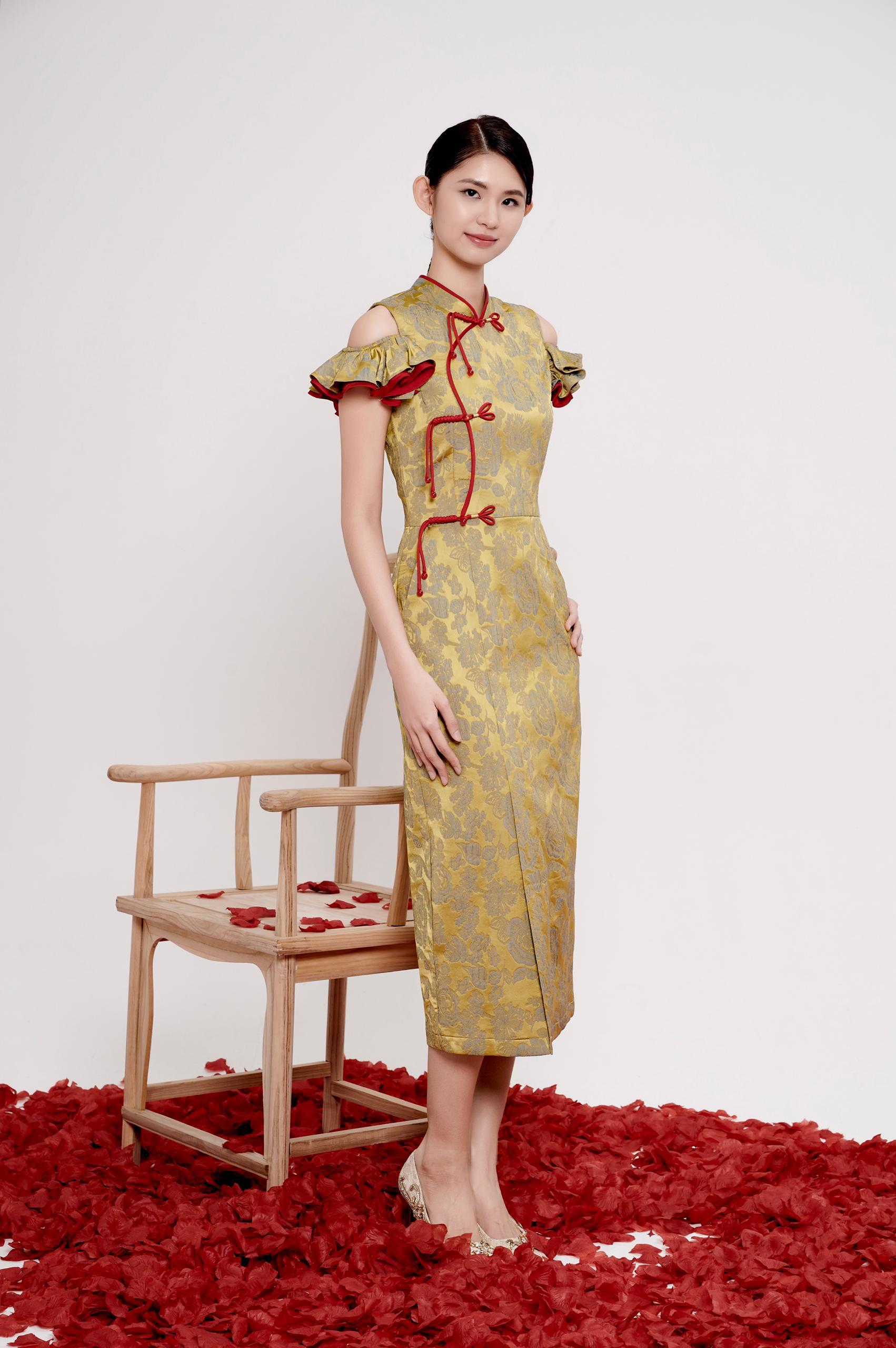 独家荷叶袖子旗袍  2131