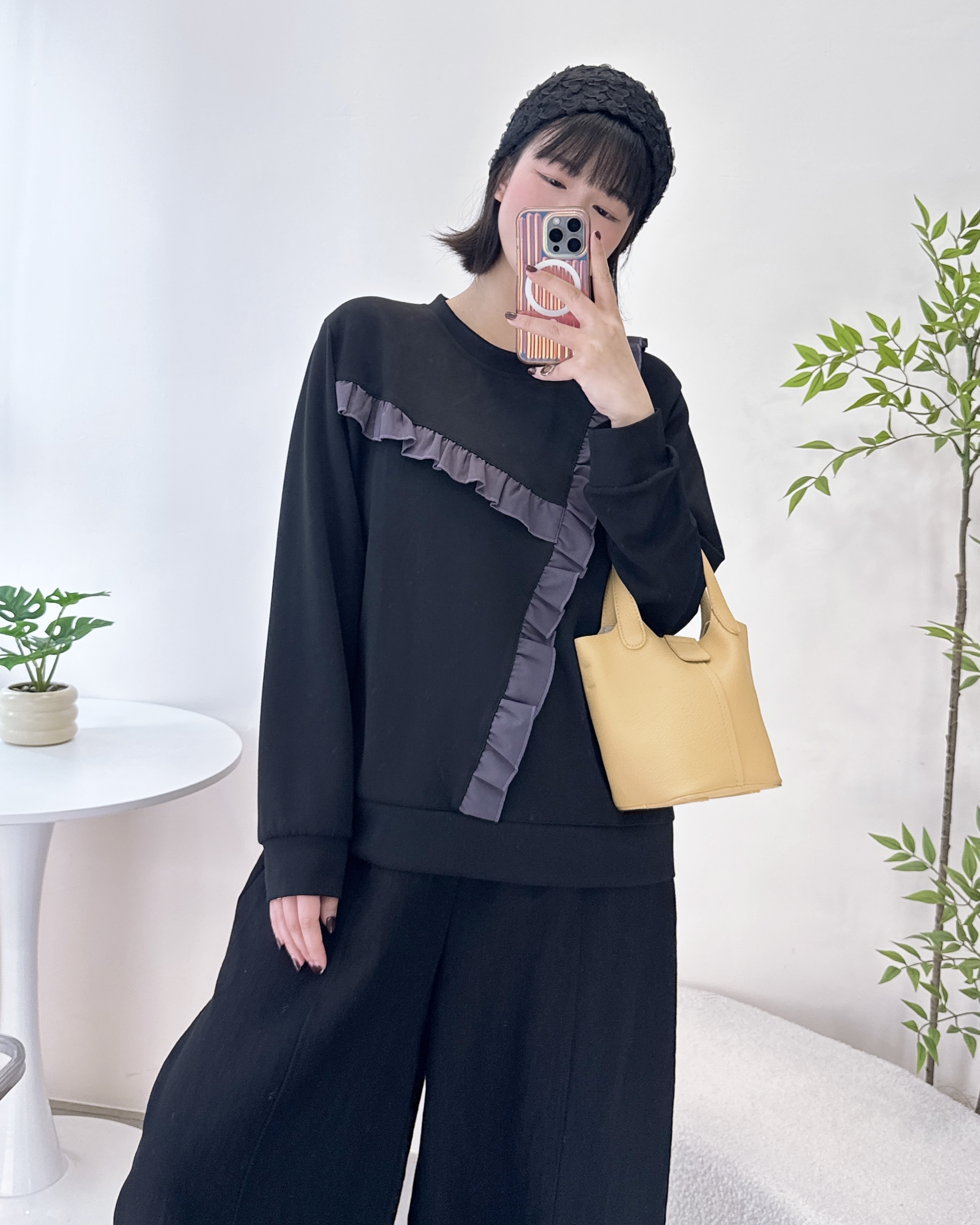 撞色車荷葉邊衛衣 3色