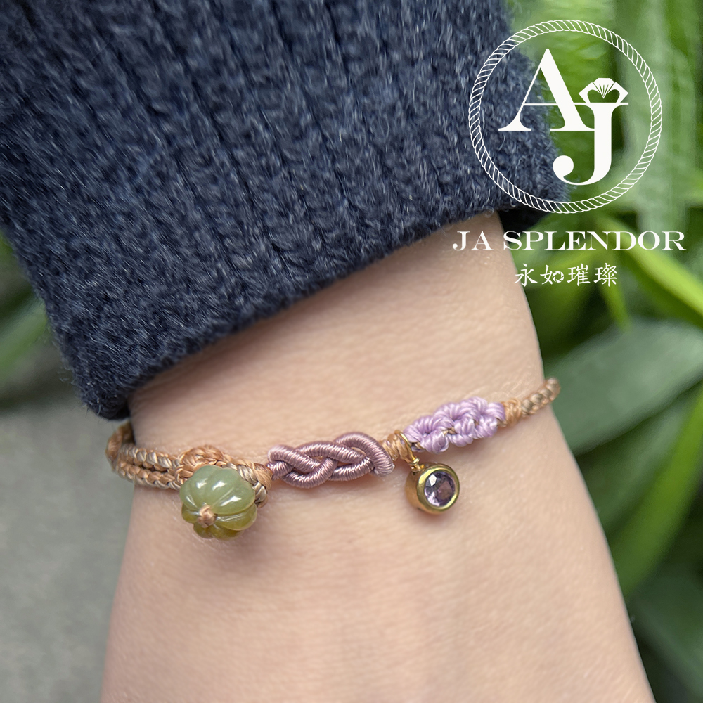 FBG26-H02 天然翡翠A玉 黃翡雙色花開手繩（私人訂制）