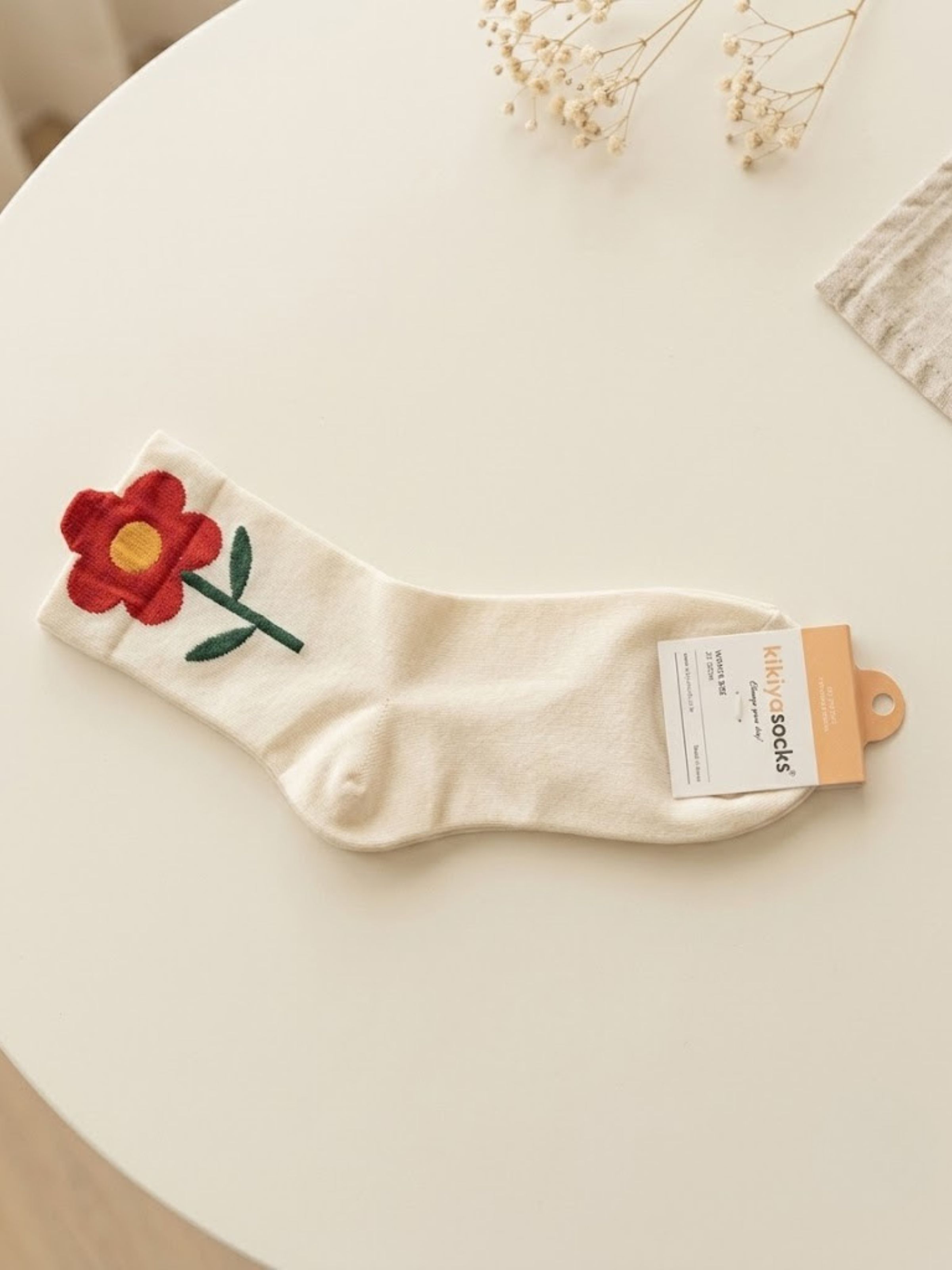 Korean Big Flower Women's High Crew Socks