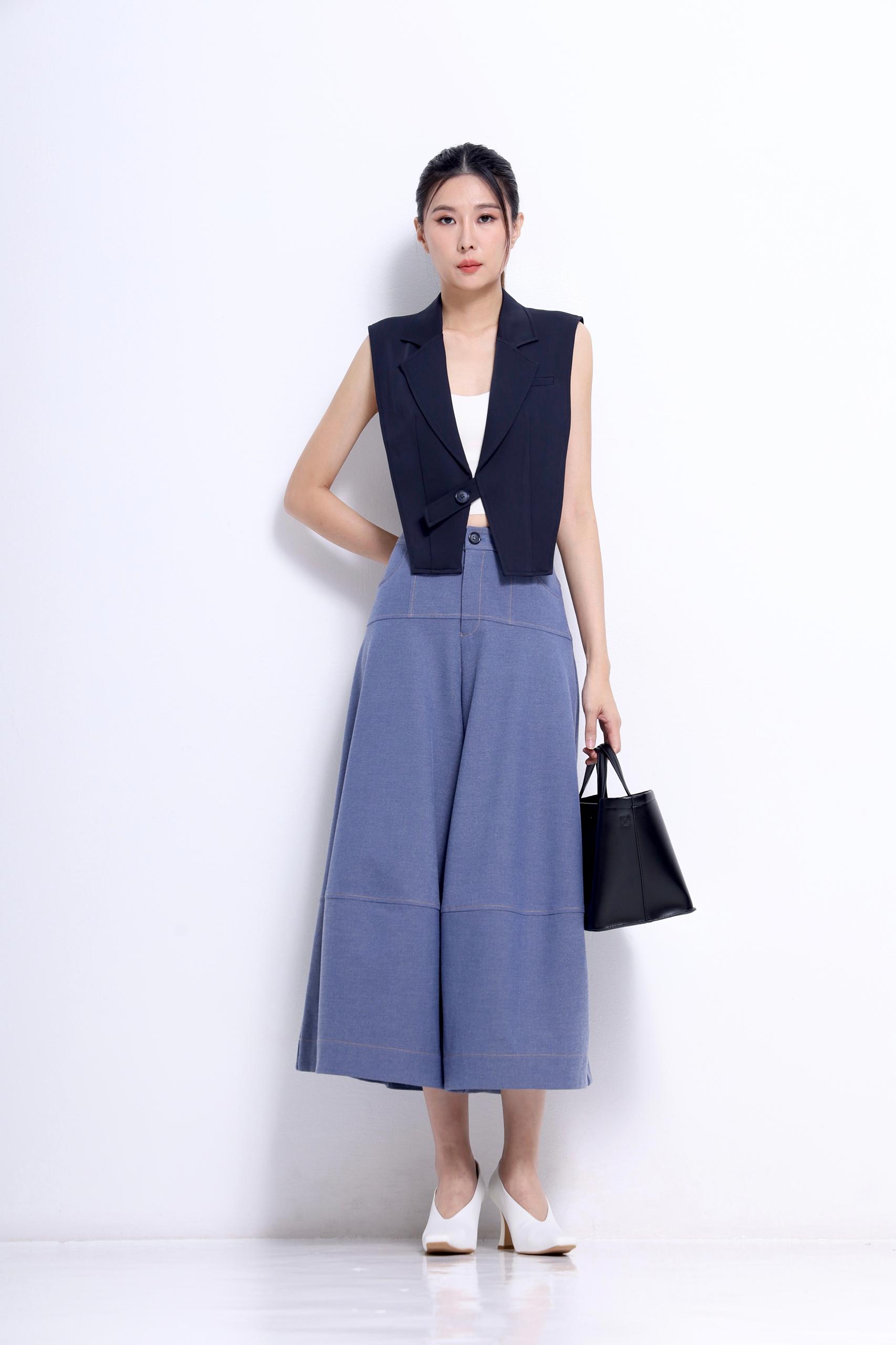 B3133 OPEN-SIDES UNEVEN SUIT VEST TOP