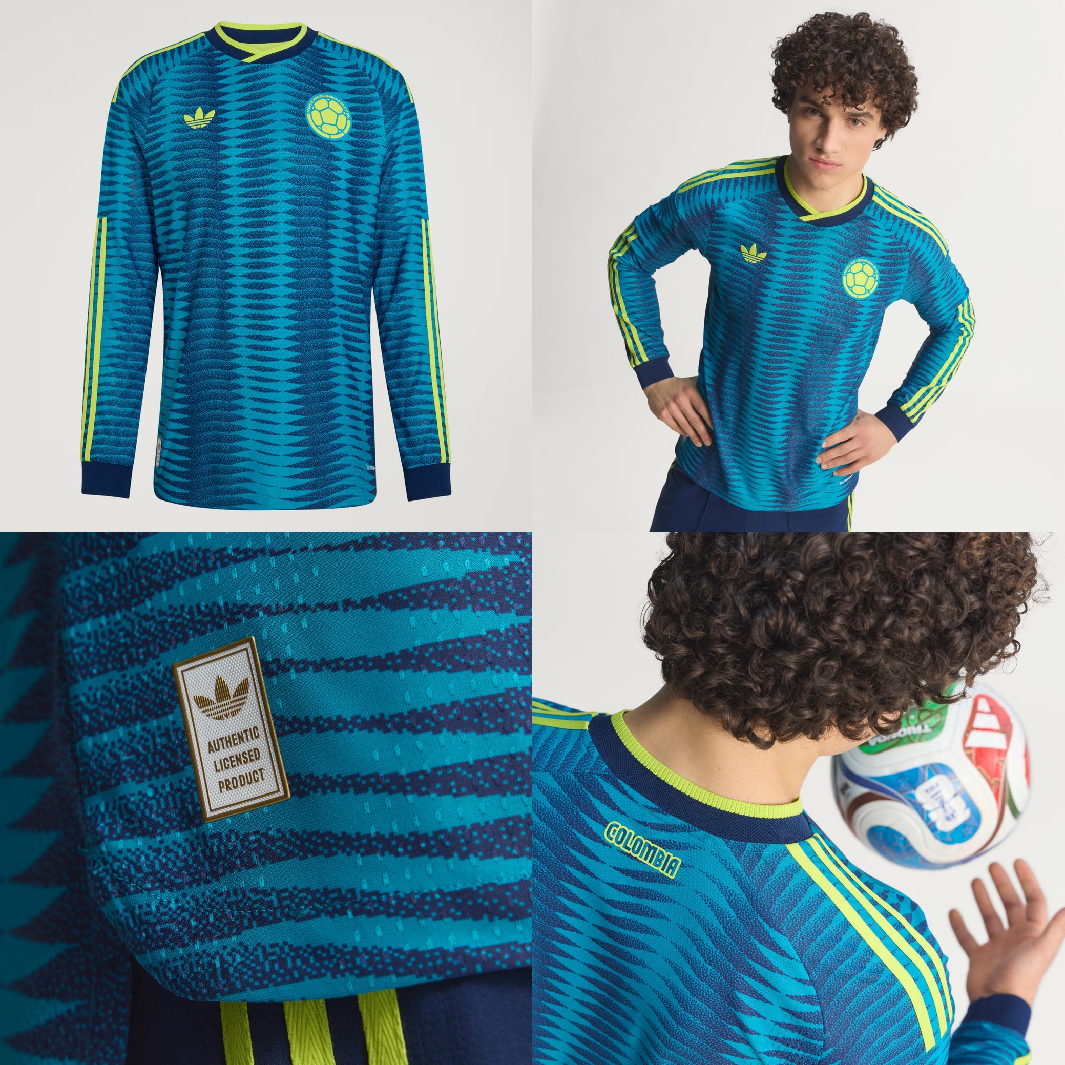 🌊兩大洋色彩交匯 Adidas Colombia 哥倫比亞 2026-27 作客長袖球員版球衣 (可加印字章) JZ8805