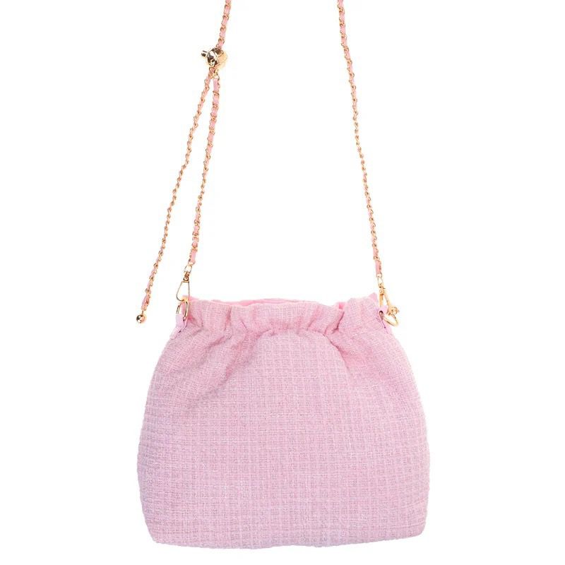 My Melody 淺粉色絨布金球水桶袋