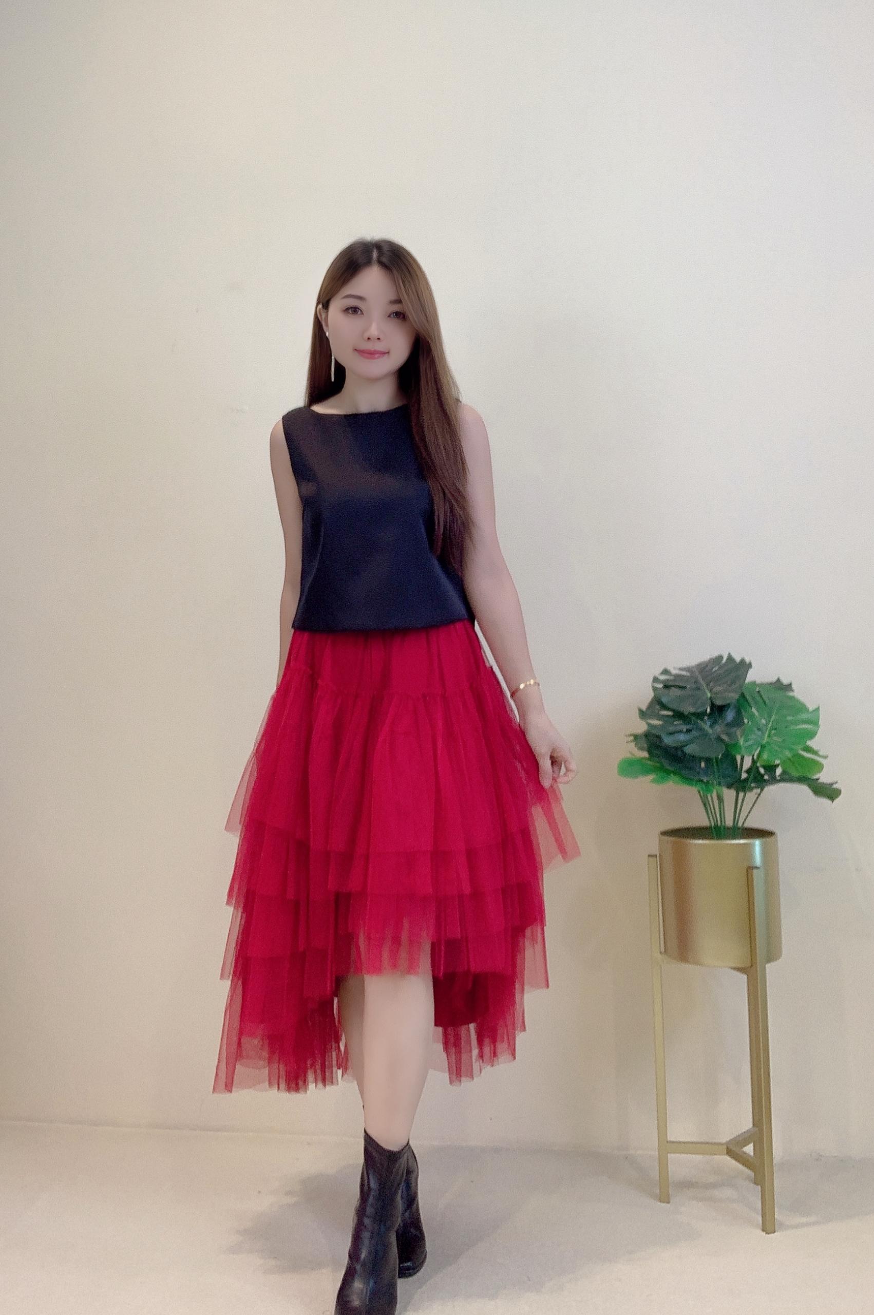 前短后长网纱半裙 1395