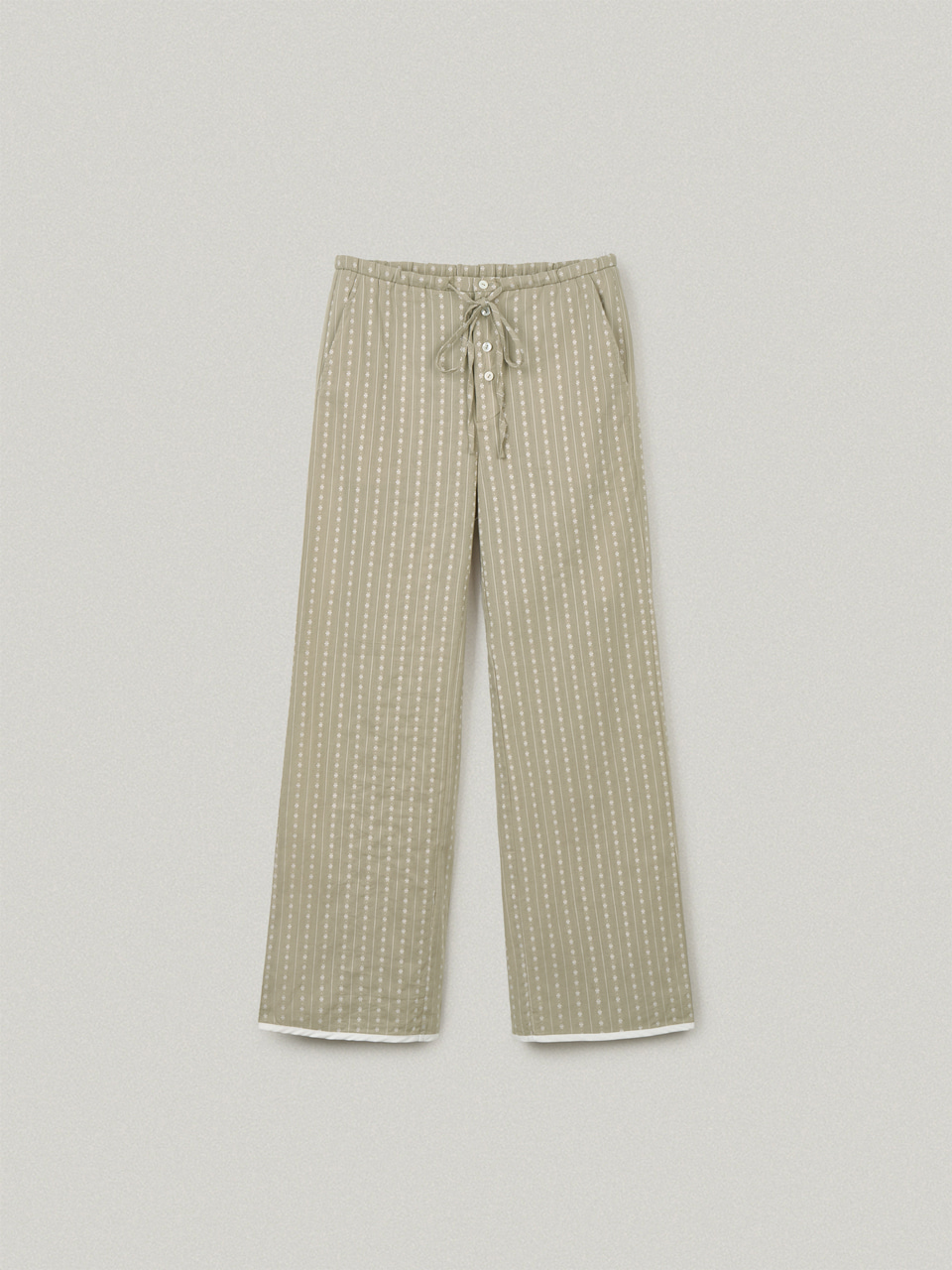 FEUILLE BOOTS CUT PANTS (White/ Khaki)
