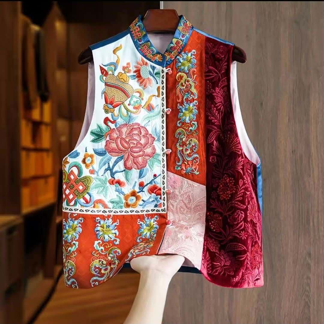 DDB01 新中式拼接款设计马甲 (胸围 100-120CM)