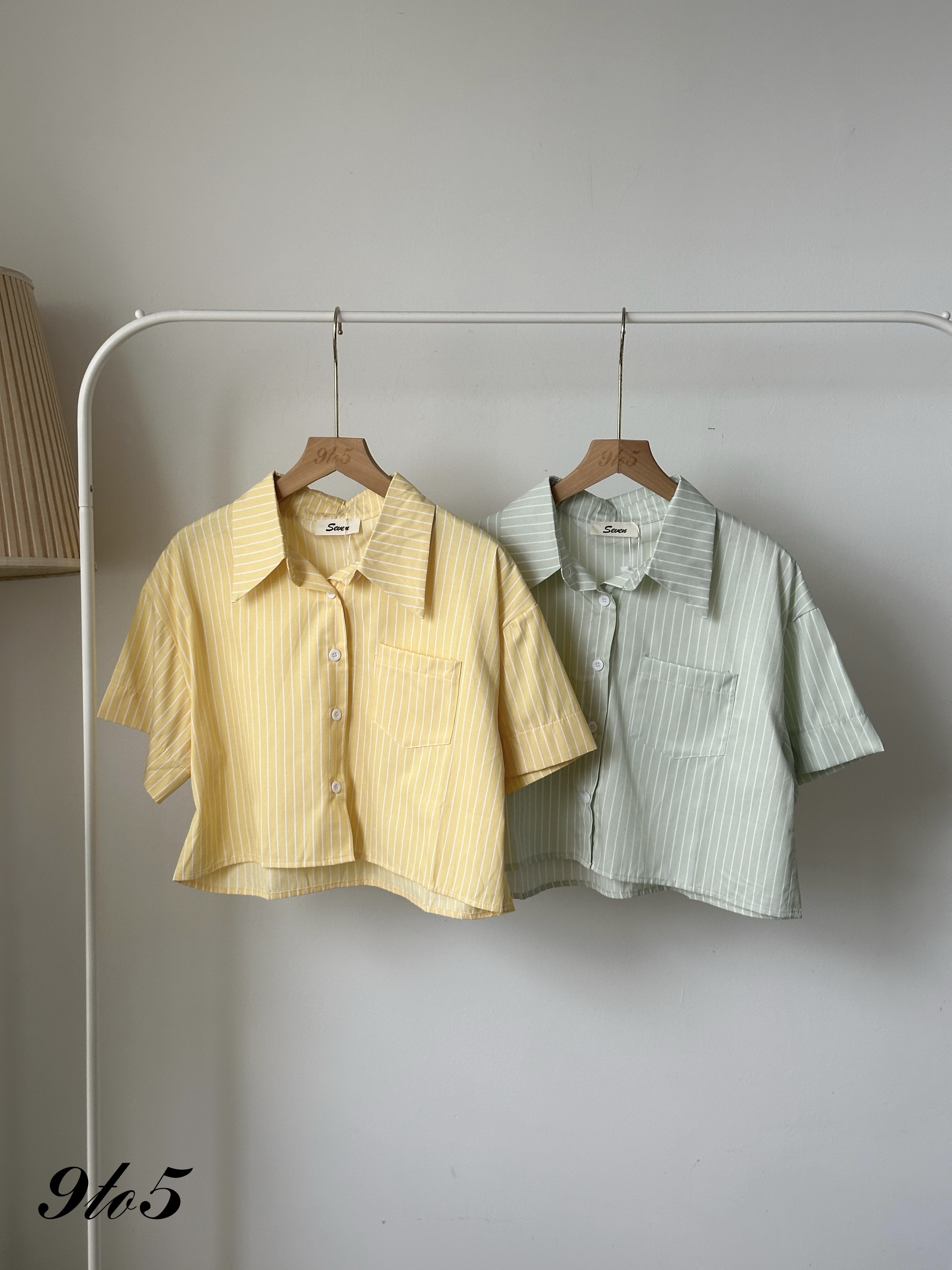 T4084 Stripe Crop Shirt - 4 Colors 