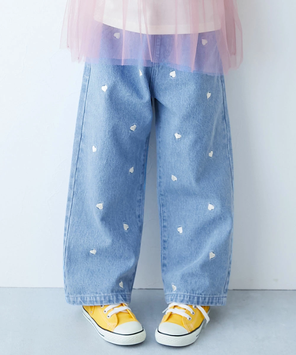 🆕【⭐訂購⭐】日本直送 🇯🇵 🌀刺繡愛心 / 花朵牛仔寬褲［6款選］ [ELFA-0190][260724]