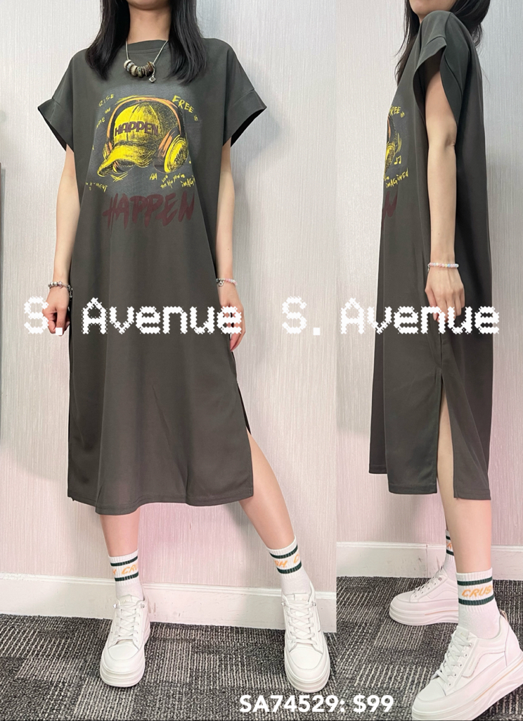 SA74529: 短袖圖案開叉op