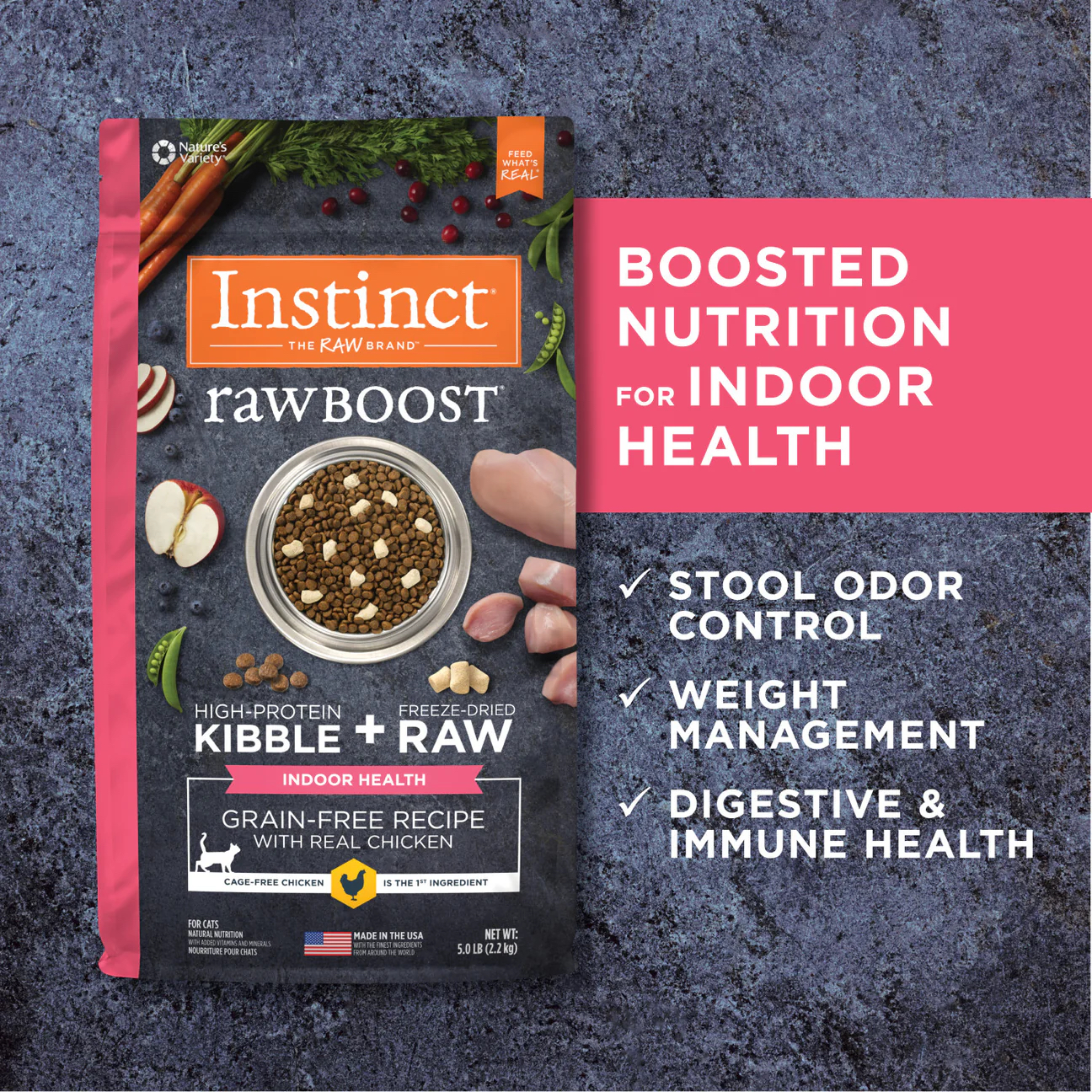 Instinct 本能 Raw Boost 無穀物 凍乾生肉系列 室內貓專用糧 雞肉 5Lbs