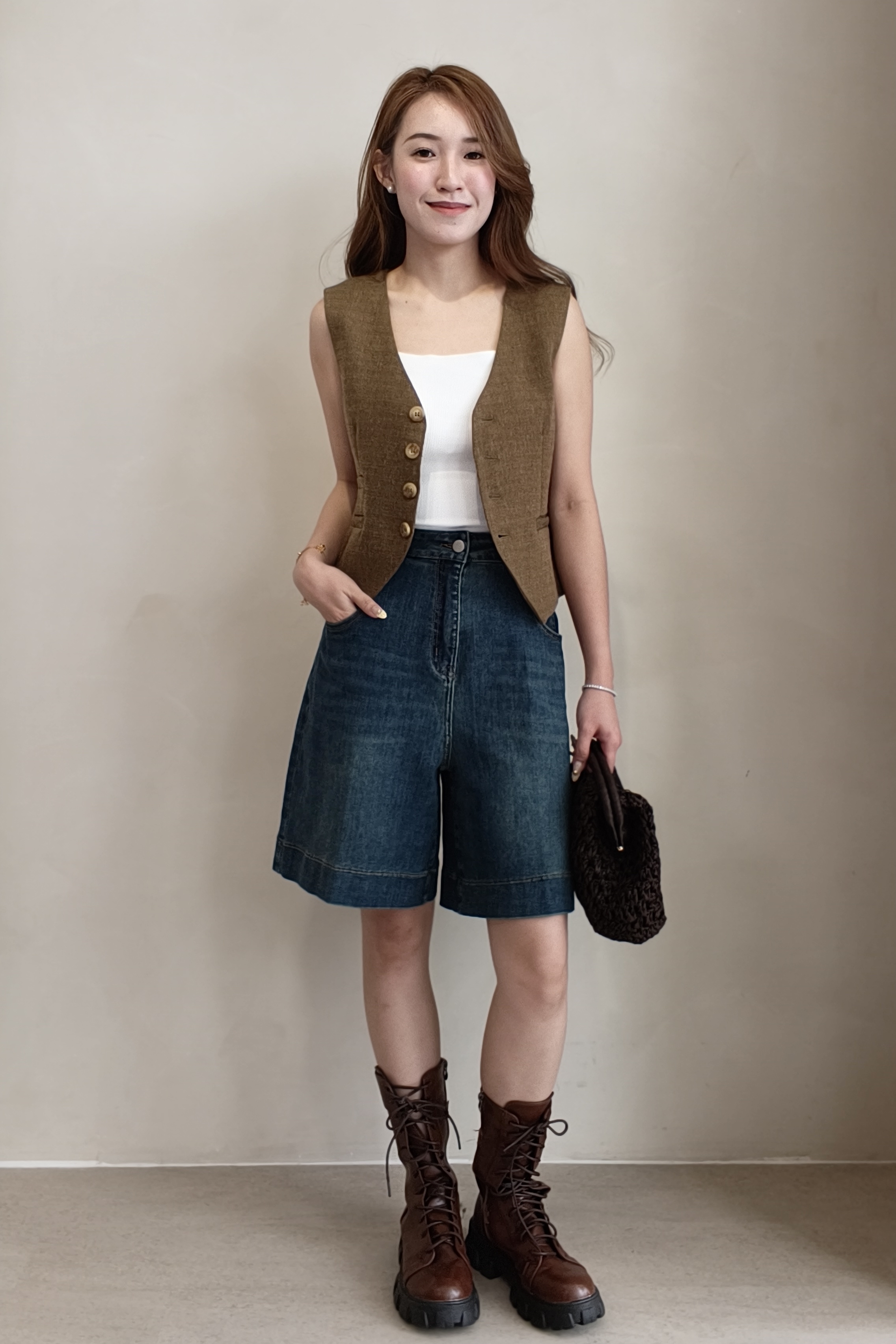 5691 Structured Denim Bermuda Shorts