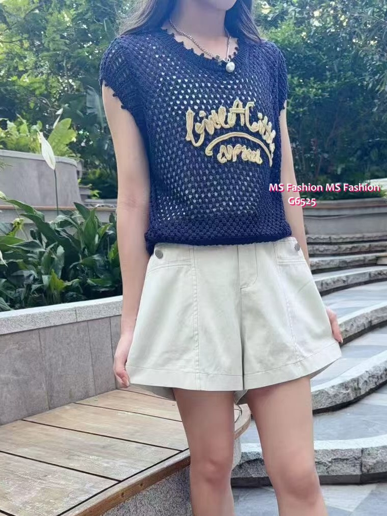 G6525 扭繩假兩件top