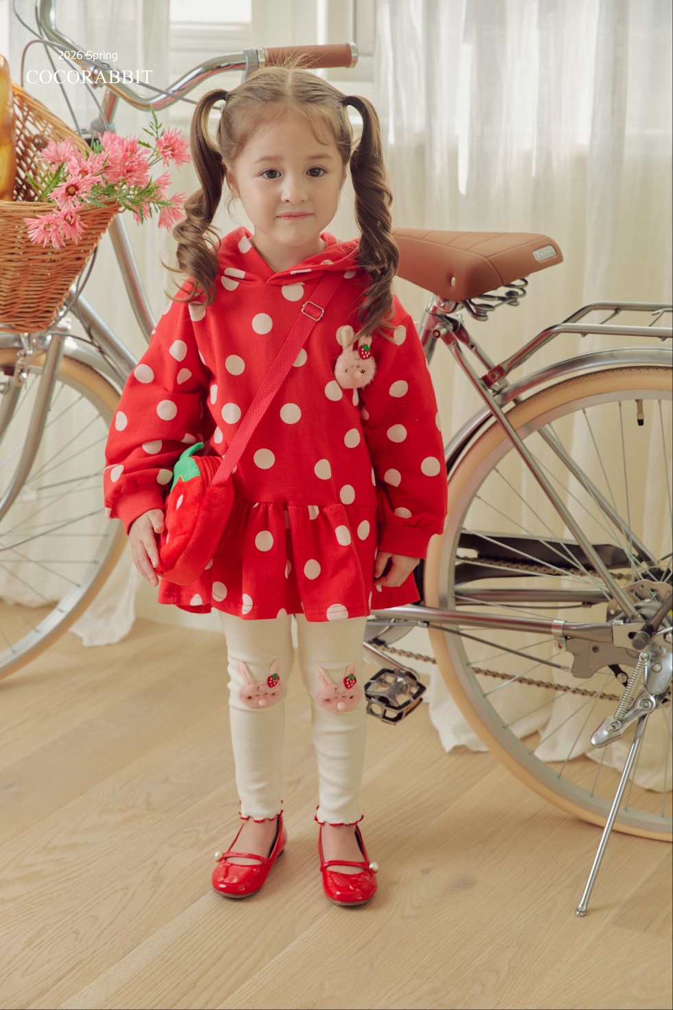 波點連身裙 / 兔仔 Legging