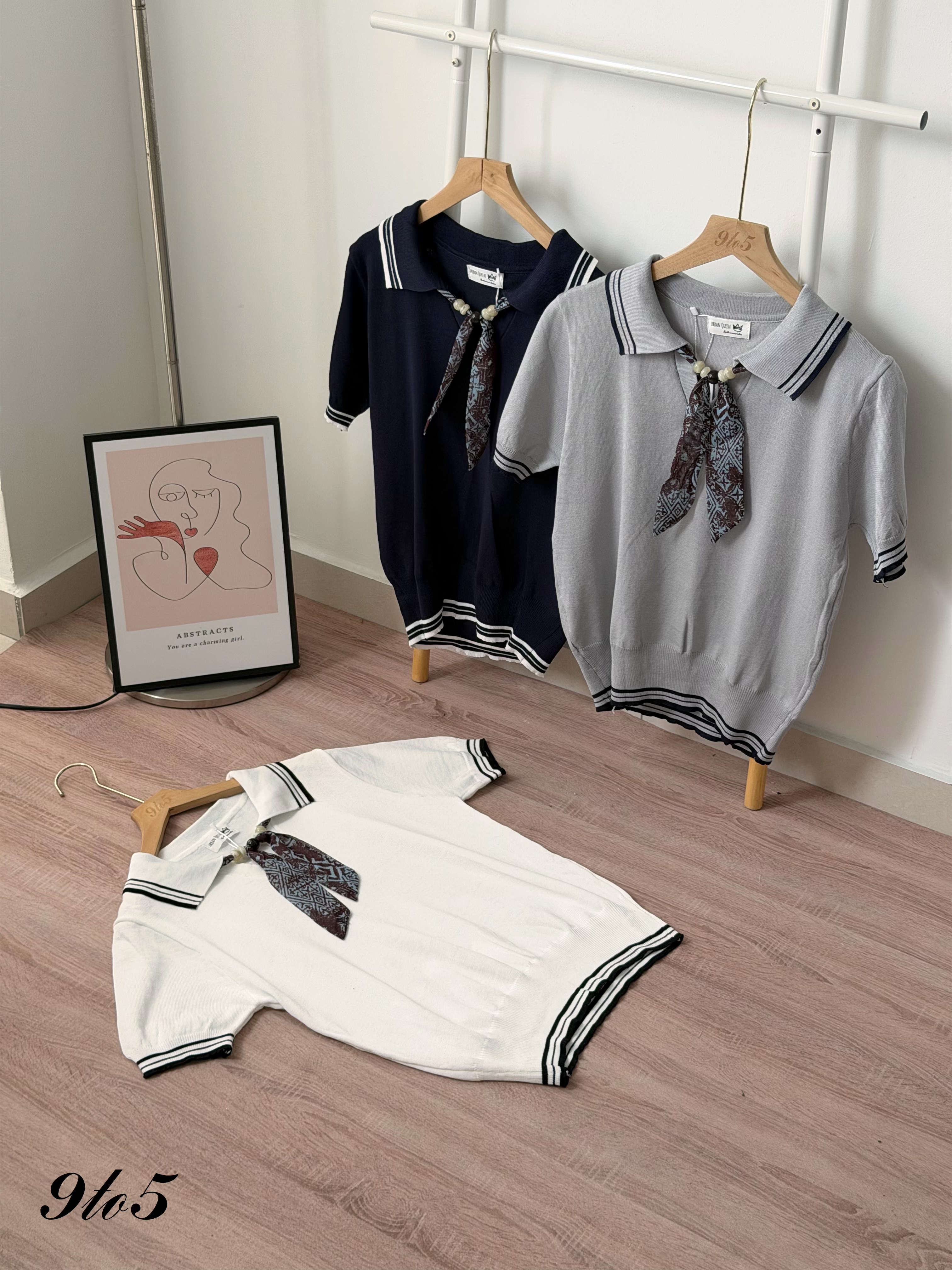 T4513 Preppy Style Knit Polo Top - 3 Colors 