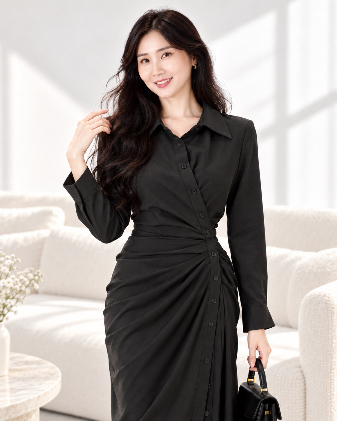 5168 Black Empress Long Sleeve Dress
