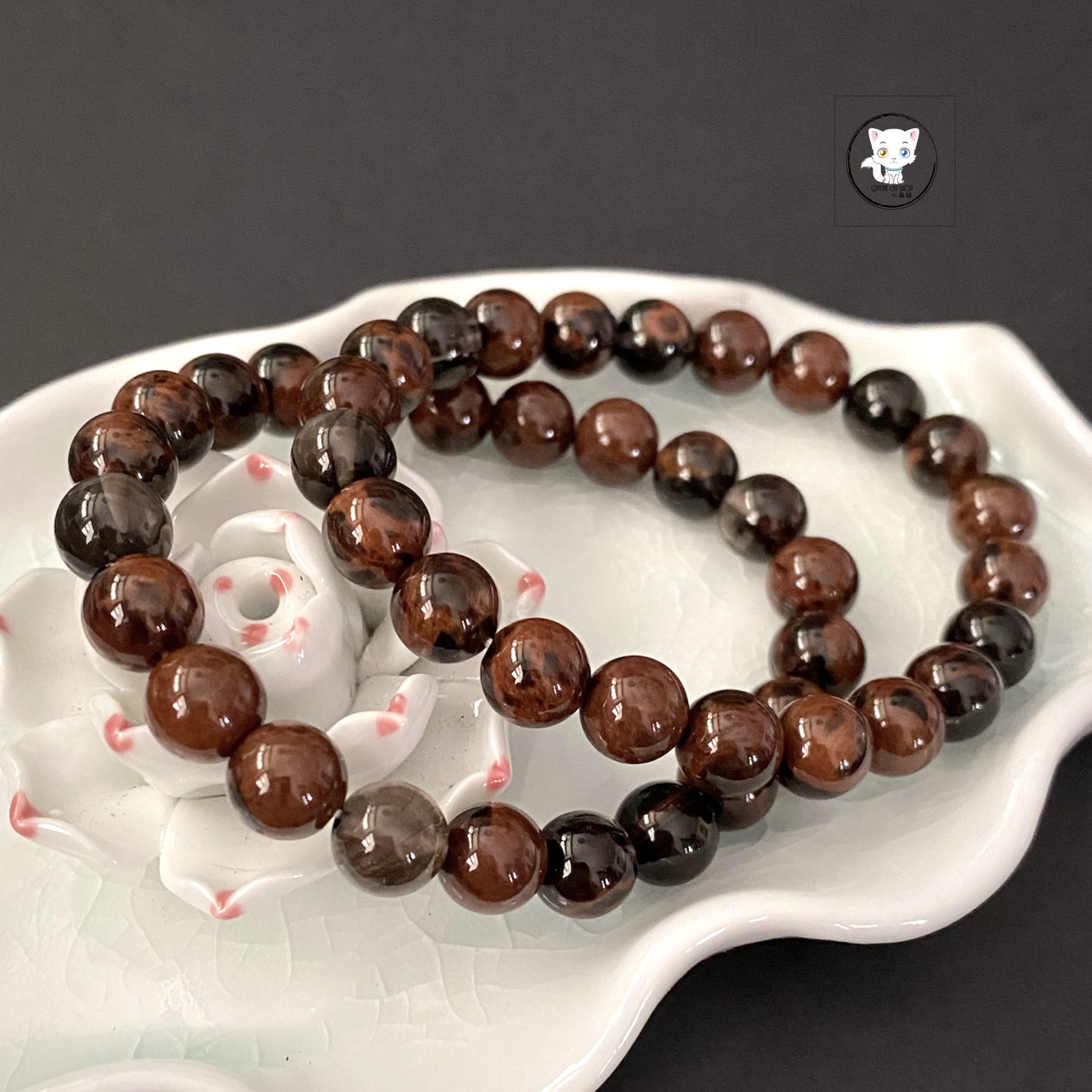 天然火紅黑曜石手鏈 8.5mm