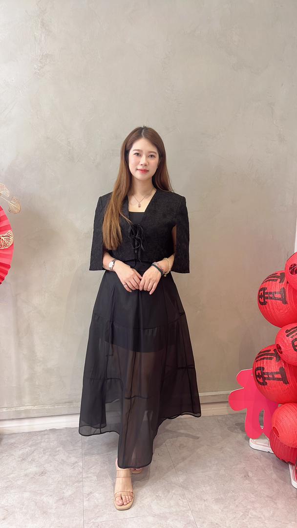 CB2689 FRONT TIE SHEER LACE CAPELET