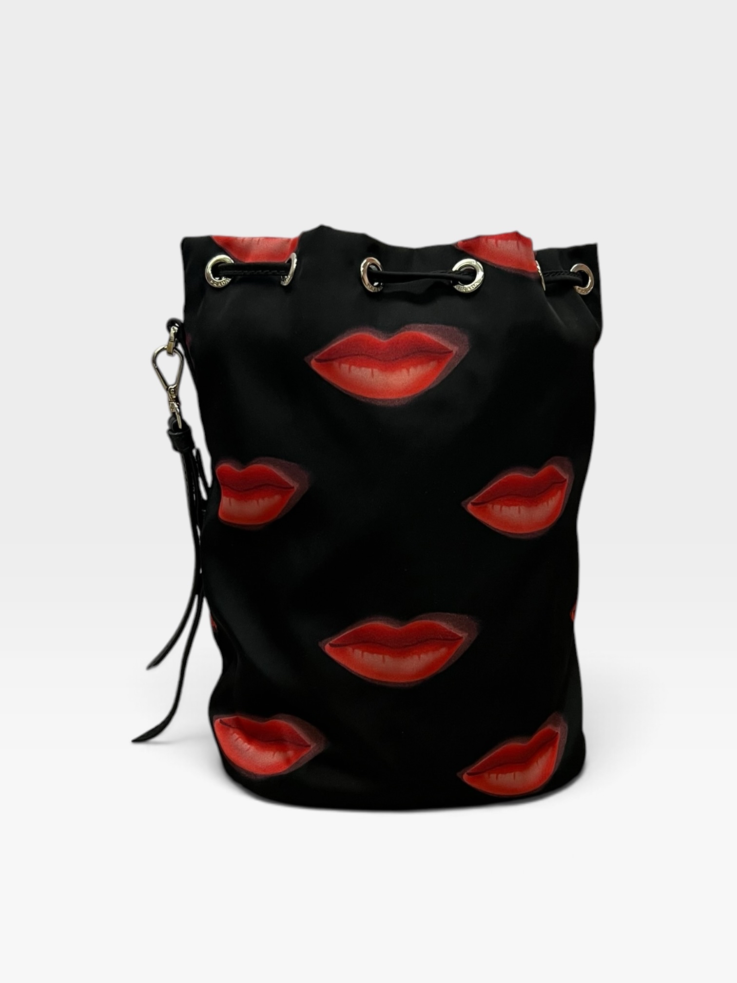 Pre-Owned Prada Tessuto Nylon Lips Print Bucket Wristlet /Product Code: 102804