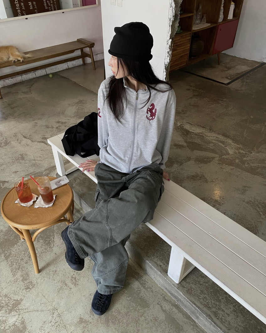 Graphic High-Neck Zip-Up
