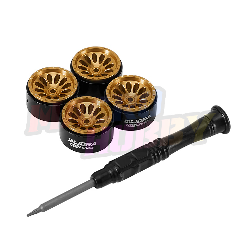 INJORA 0.7" D19 Ripple Aluminum Wheels for 1/30 SCX30 (W7005) Gold #530391