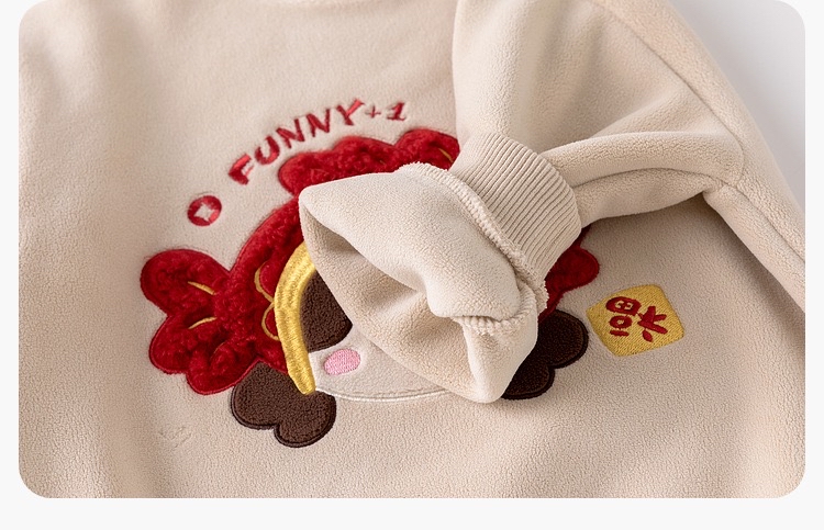部分現貨🧨新年款預訂🧨兩色年年有魚卡通毛毛刺繡貼花抓絨衛衣