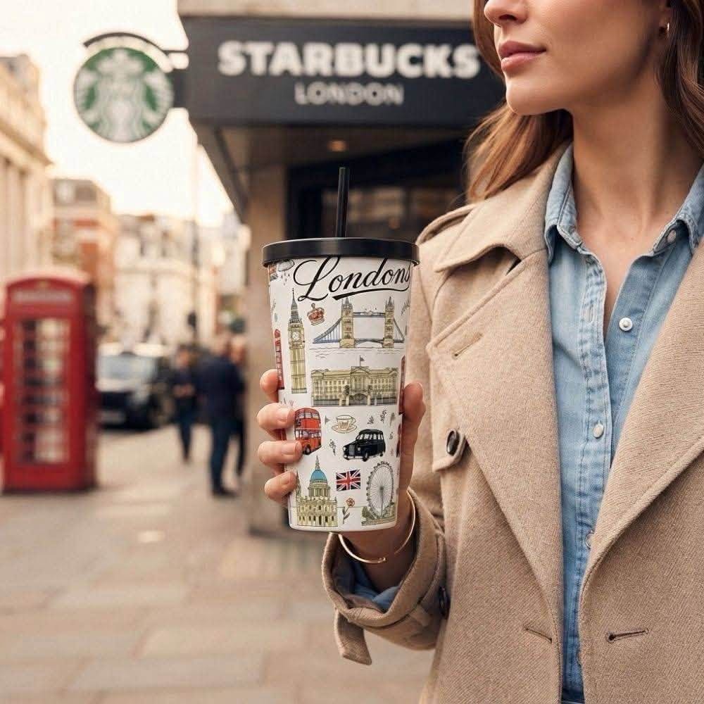 Starbucks London Illustration Straw Cup 倫敦城市插畫不鏽鋼水杯