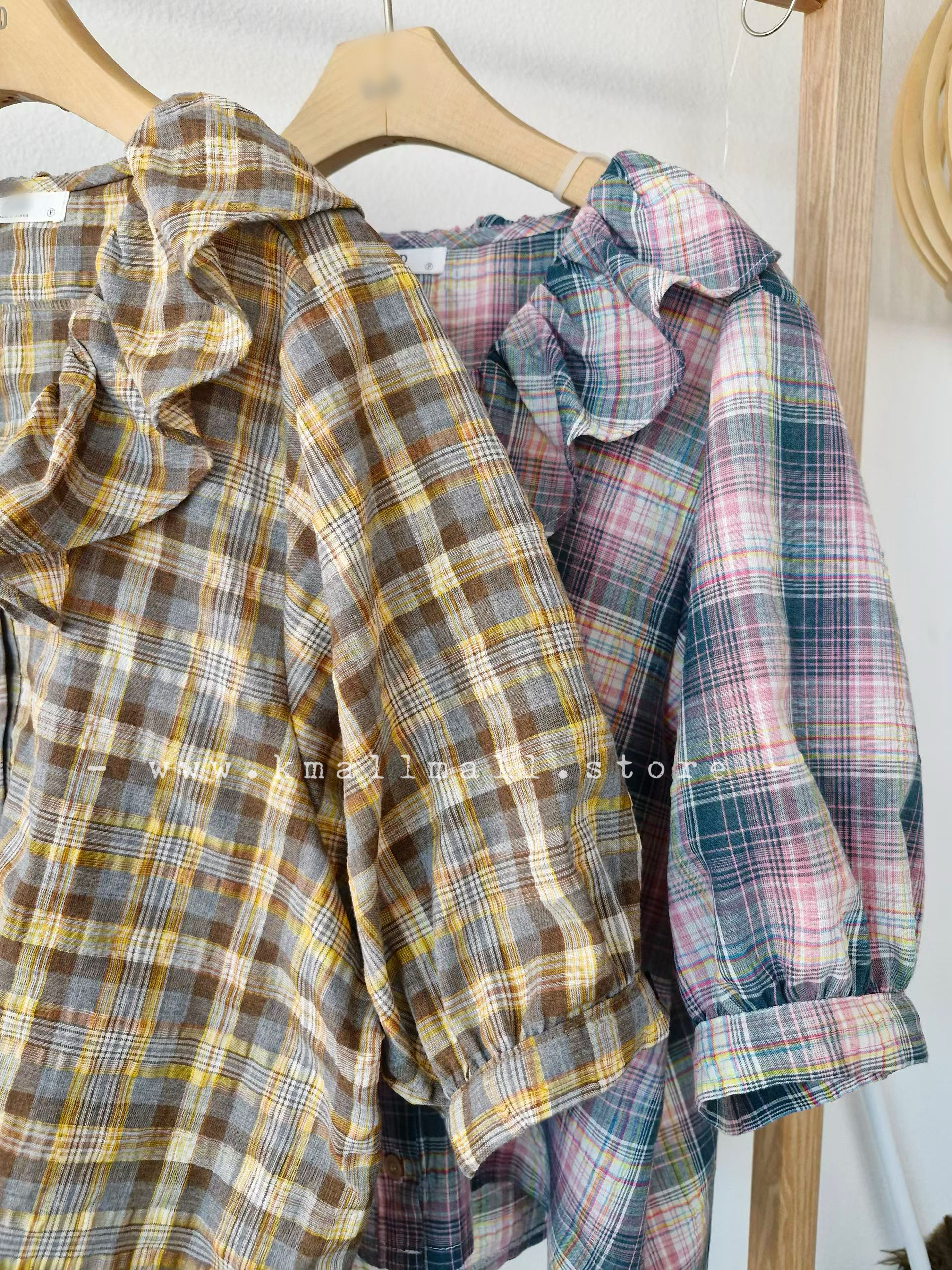 🌼初春優惠🍀 撞色格仔Ruffle Top