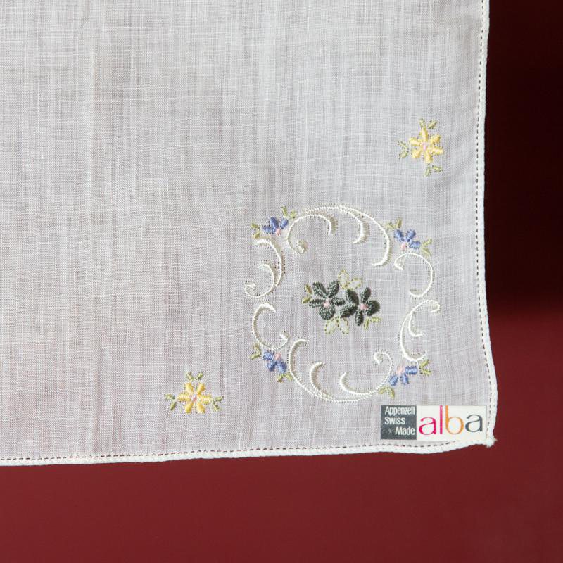 Vintage Swiss Alba Unused Handkerchief with Embroidery (EX094)