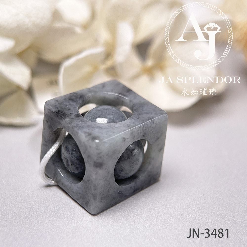 JN-3475/81/82/84 天然翡翠A玉 烏鷄招財進寶骰子吊墜