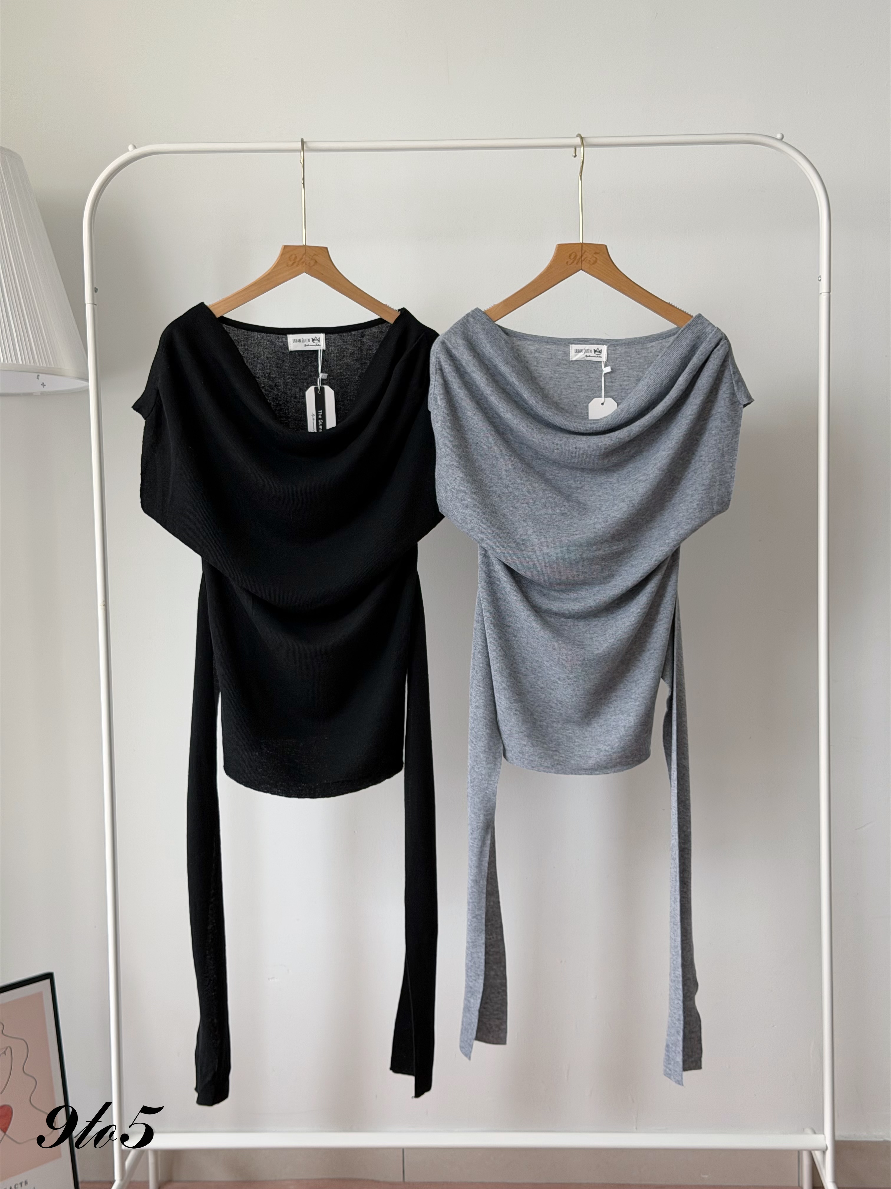 T4525 Boat Neck Tie-waist Knit Top - 4 Colors 