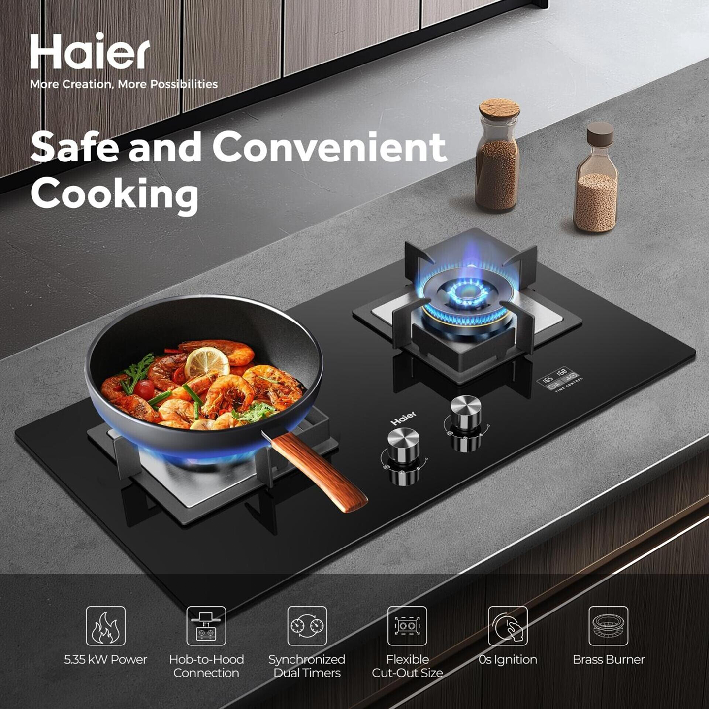 Haier 2-Burner Built-in Gas Hob with Timer (HC-Q68266BT)
