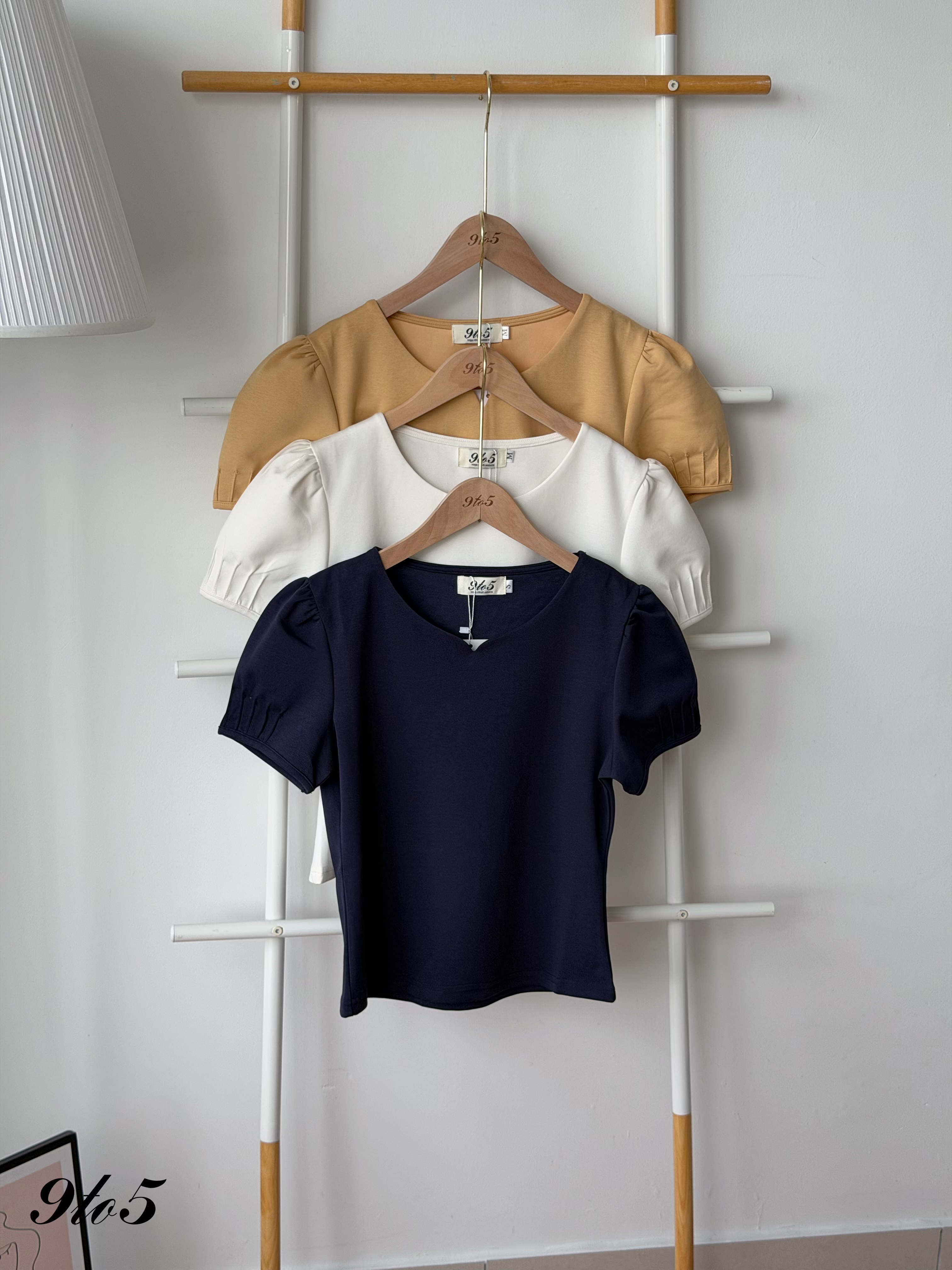 T4540 Sweetheart Collar Puff Sleeve Top - 3 Colors 