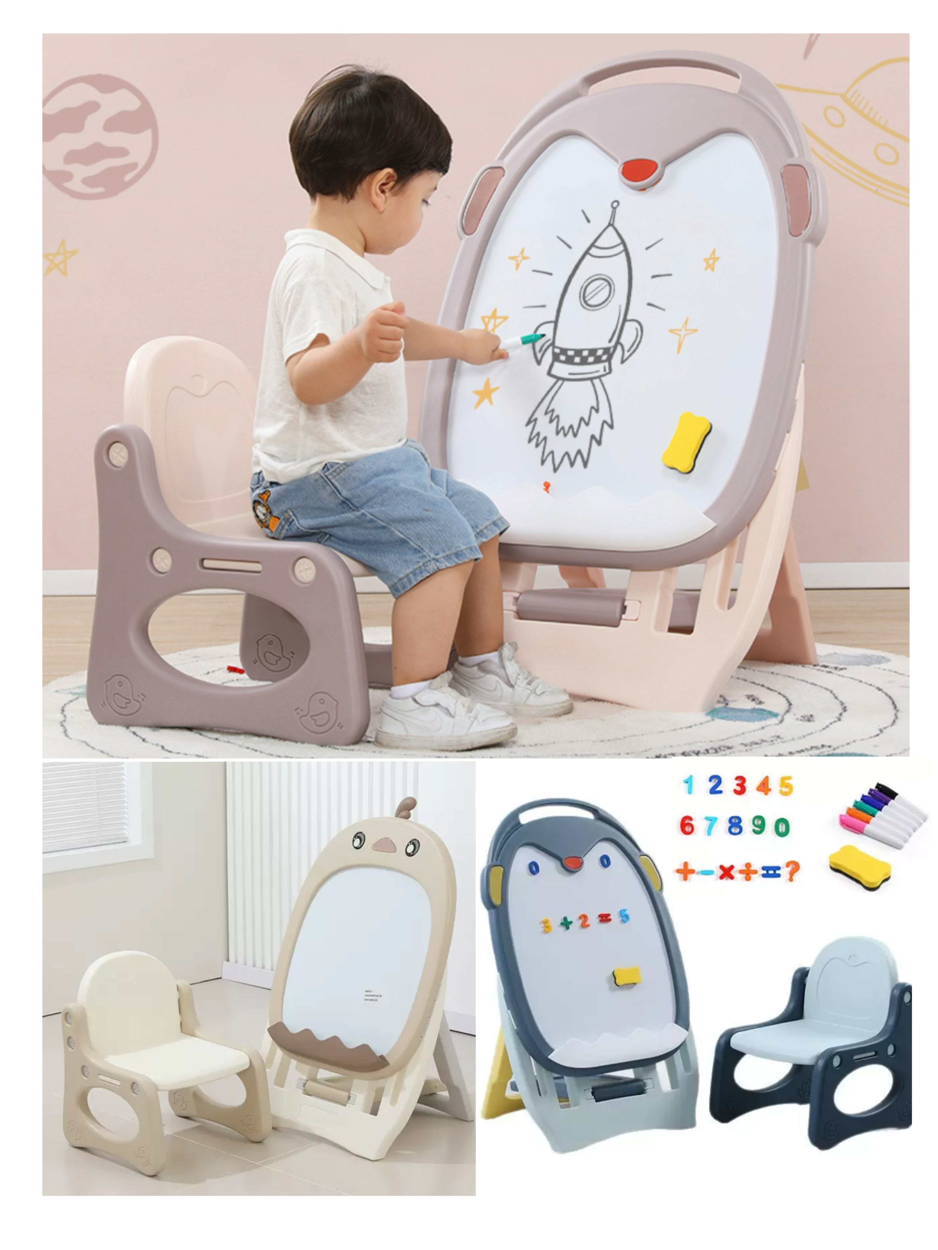 兒童座立式磁性白畫板