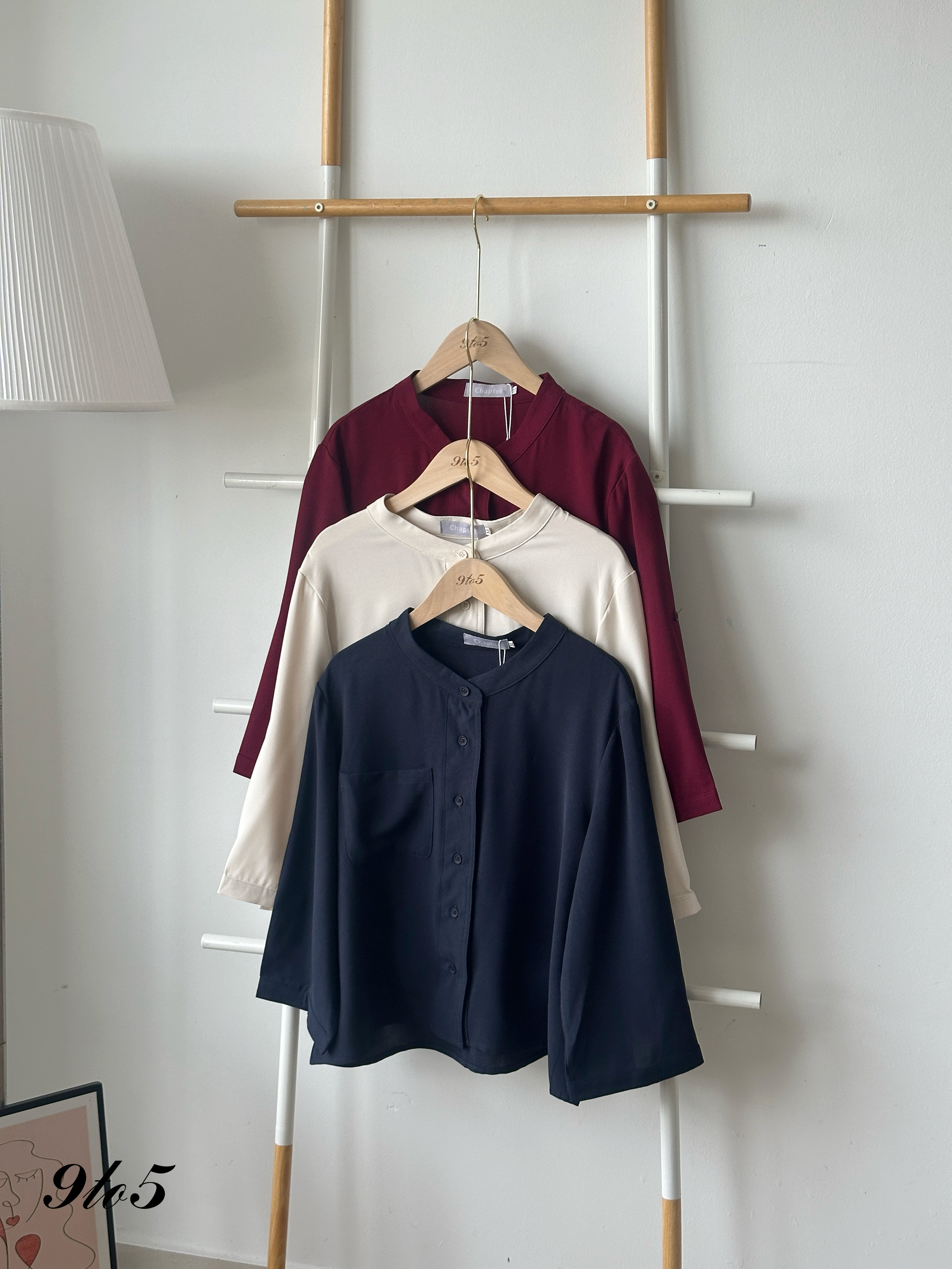 T4185 Band Collar Shirt - 3 Colors 