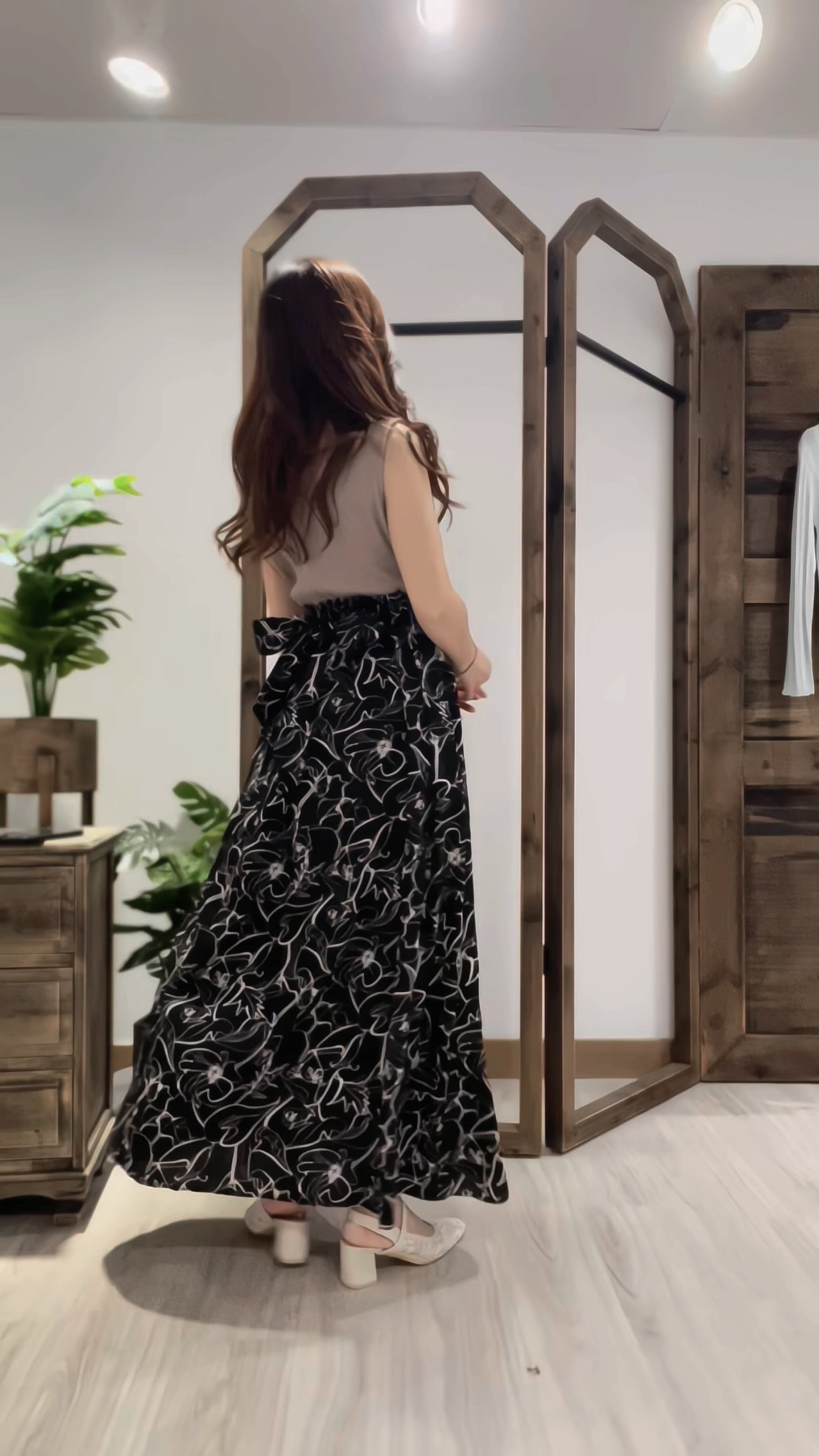 懶人必購👒假兩件花卉拼色洋裝裙(JP)[可可色]362411