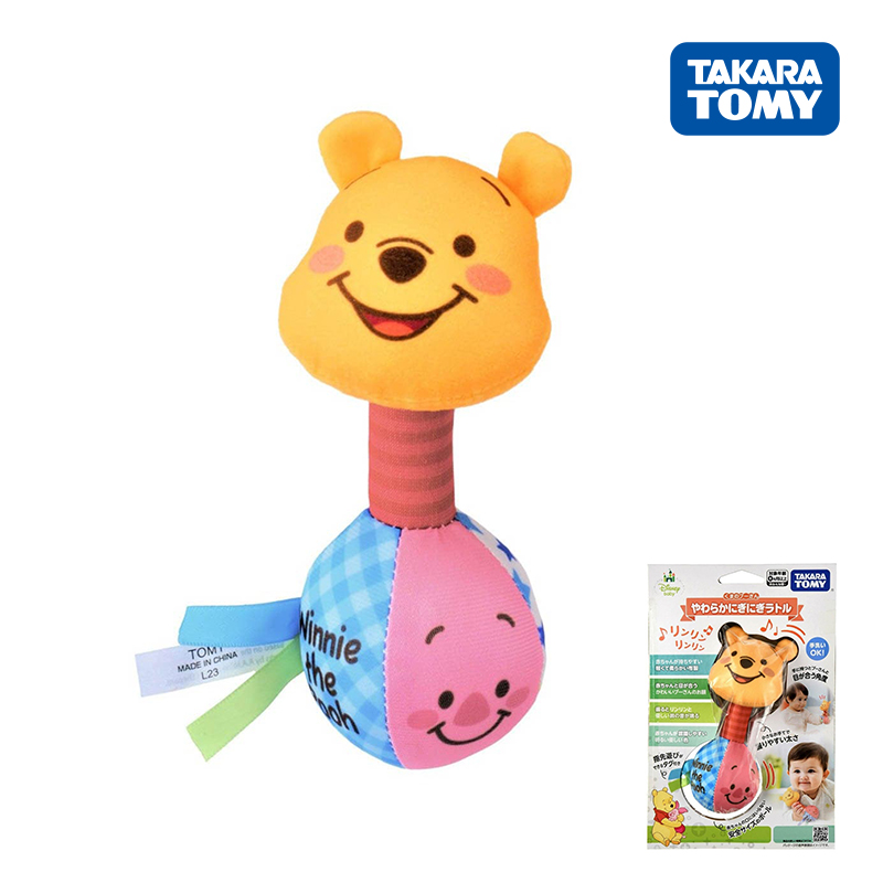 現貨🌸日本直送 |TAKARA TOMA迪士尼小熊維尼布藝軟擠壓搖鈴安撫玩具