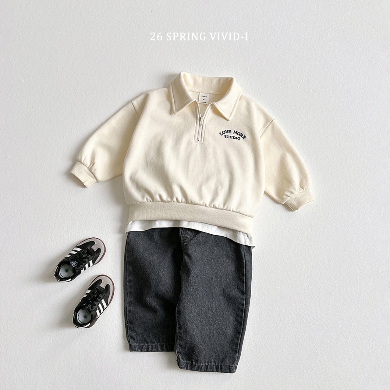 🌸預訂 韓國直送🌸🇰🇷VIVIDI四色字母刺繡半拉鍊翻領上下套裝