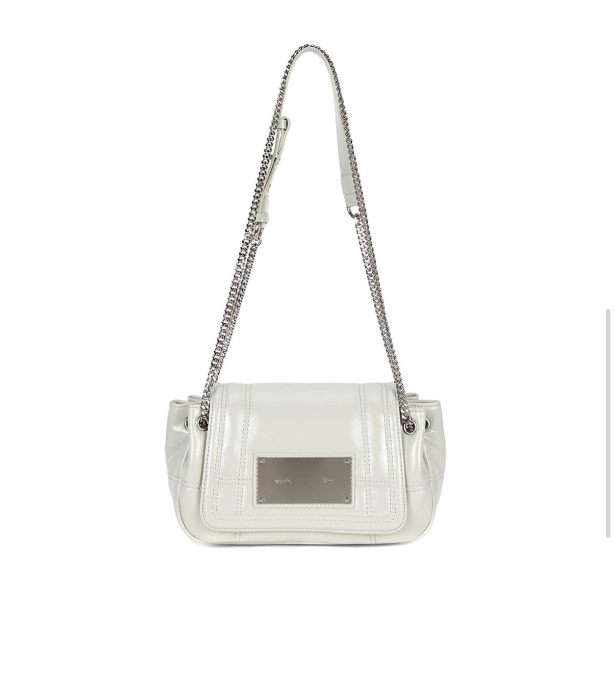 MATIN KIM特價場GLOSSY QUILTING SMALL CHAIN BAG IN LIGHT GREY