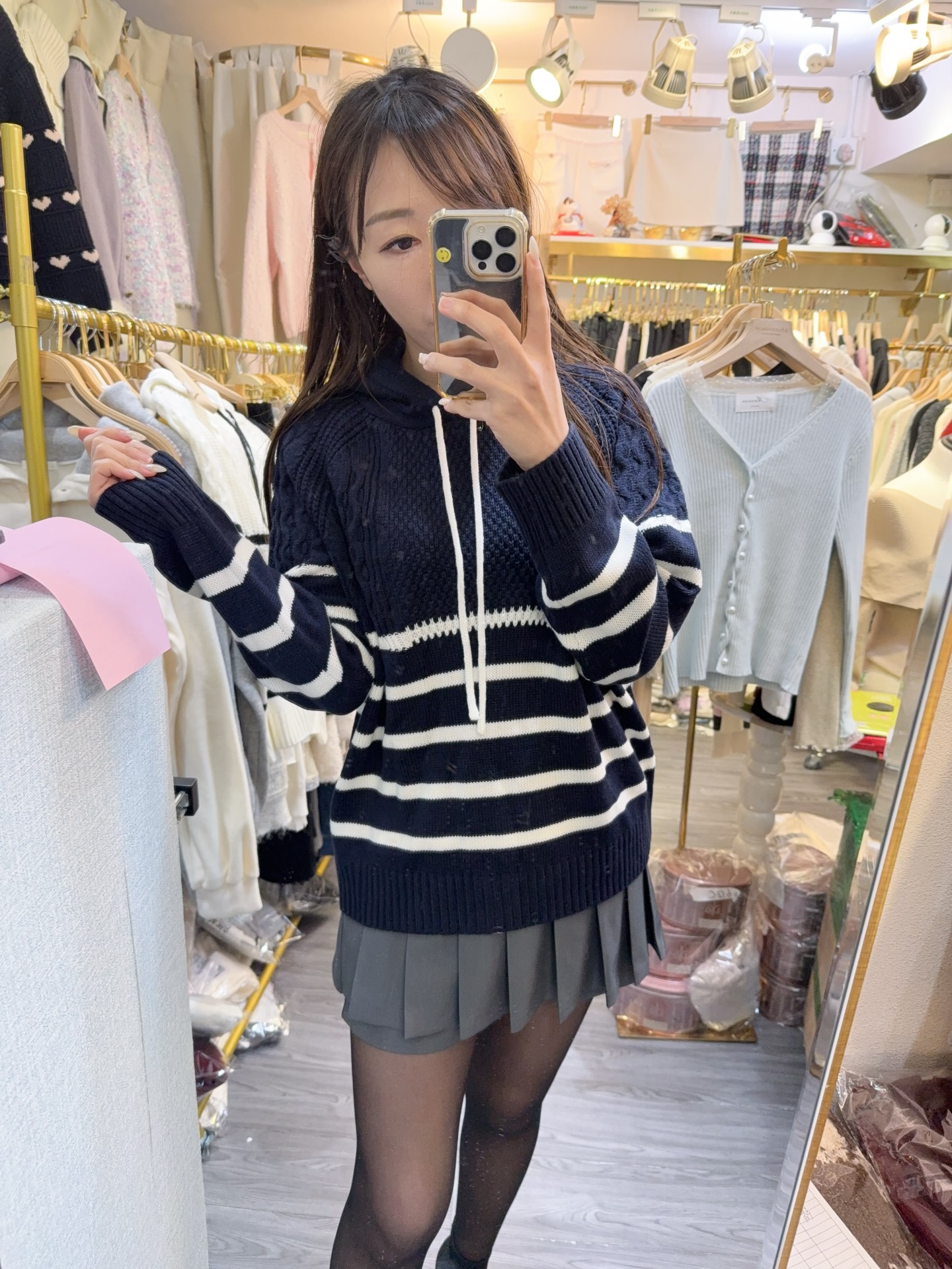 春季線針織麻織紋衛衣款