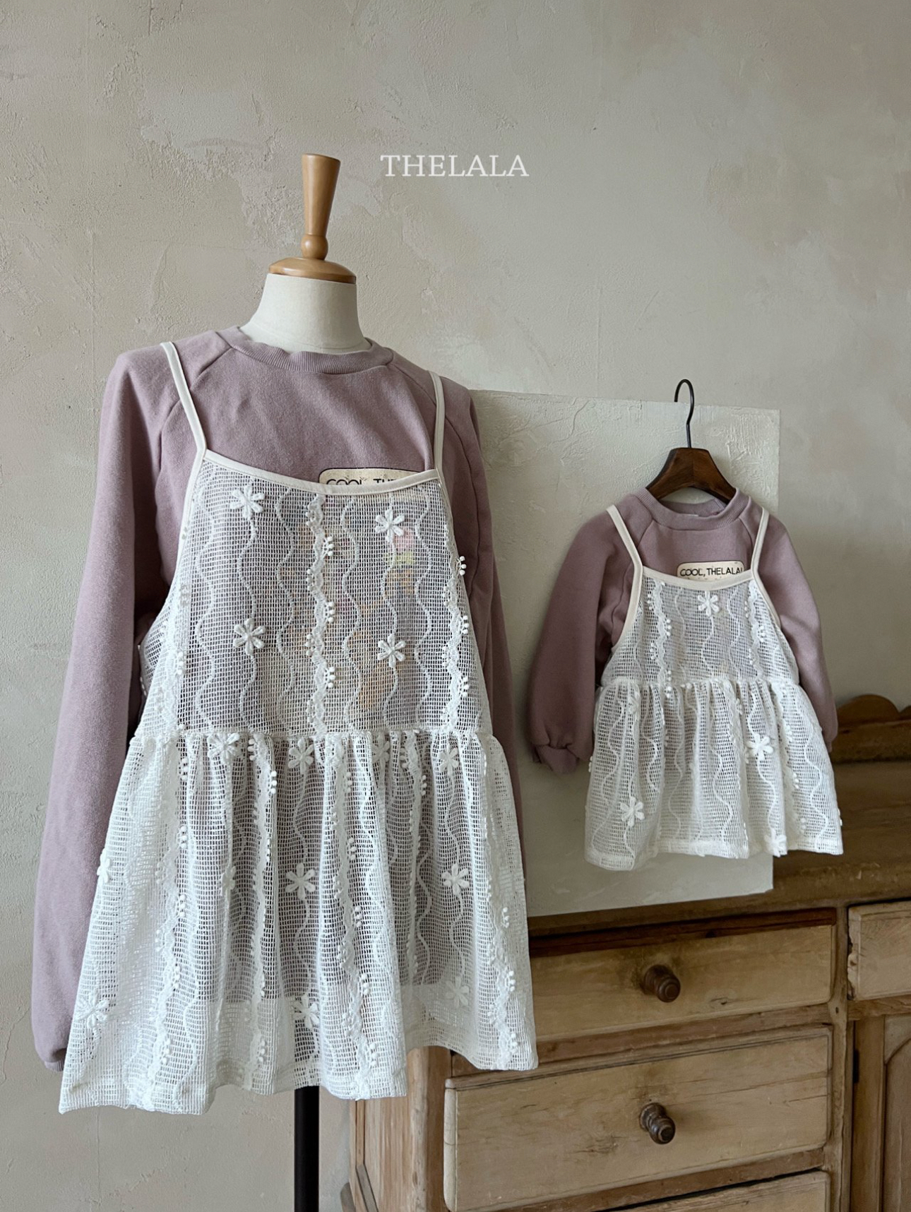 🌸預訂 韓國直送🌸🇰🇷THELALA親子款蕾絲吊帶胸衣吊帶連身裙