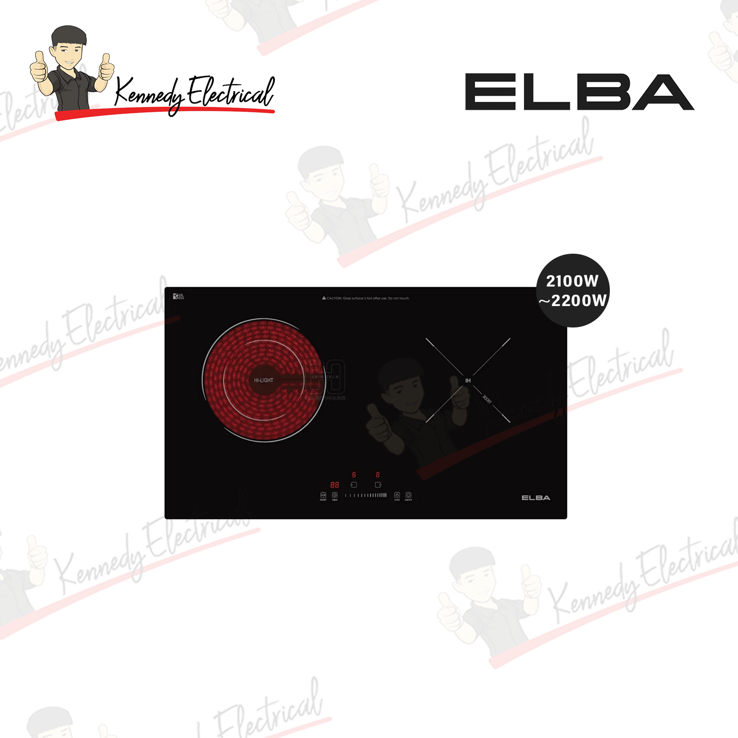 Elba Dual Cooking Zones,Vulkera Glass Built-In Ceramic & Induction Hob EIC-Q7052ST(BK)